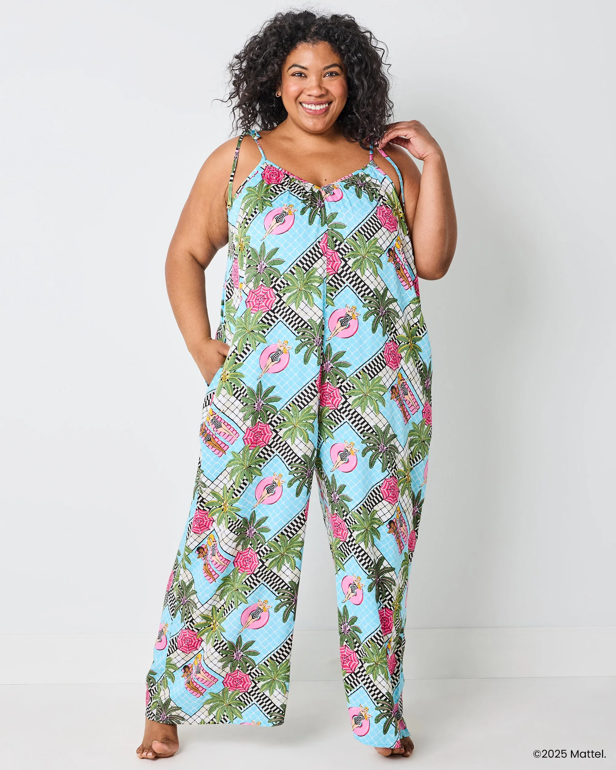 Barbie™ + Printfresh Retro Relaxation - Satin Jaipur Jumpsuit - Retro Blue sold by Printfresh product image thumbnail 4
