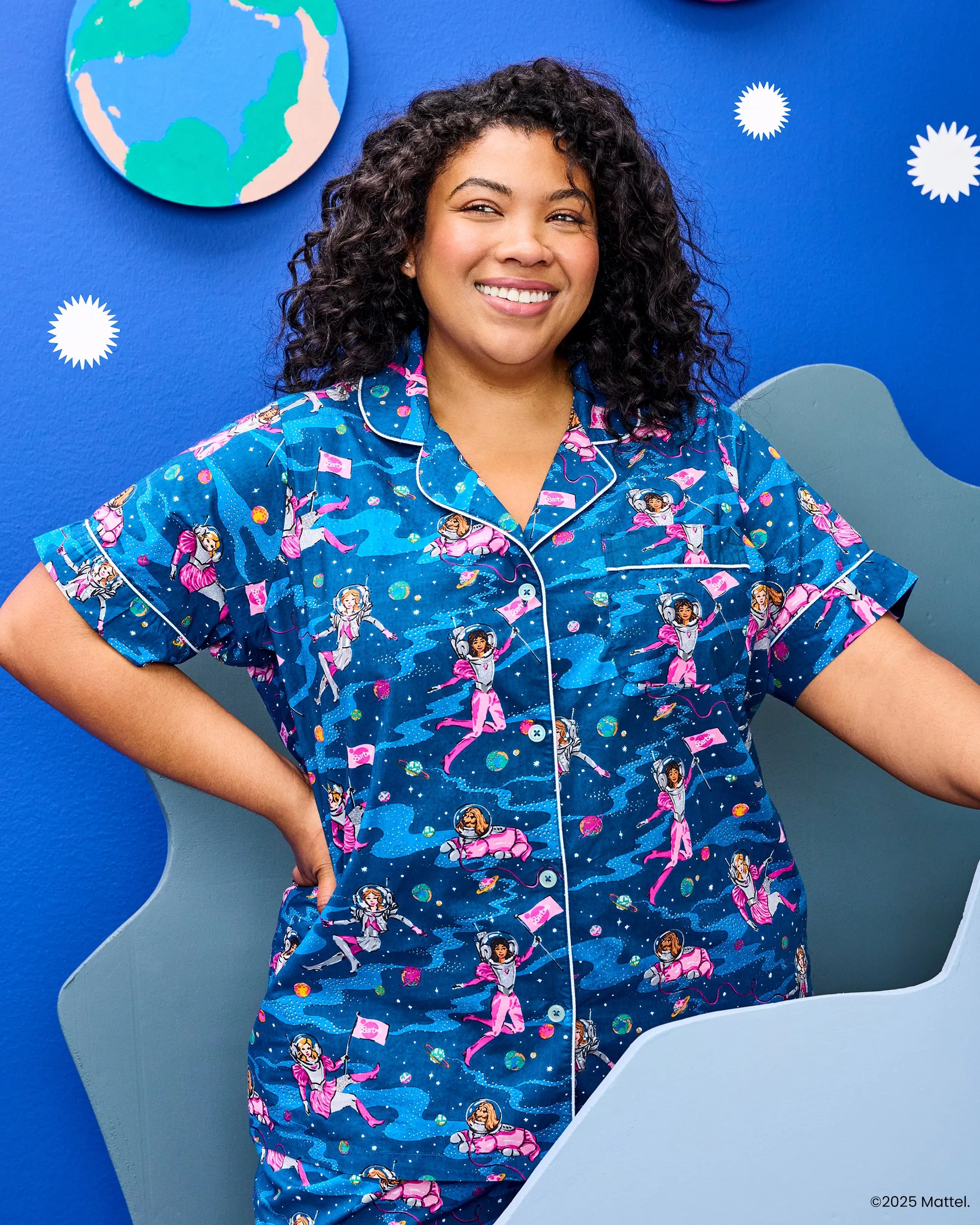 Barbie™ + Printfresh Astronaut Barbie - Short PJ Set - Galaxy Blue sold by Printfresh product image thumbnail 3