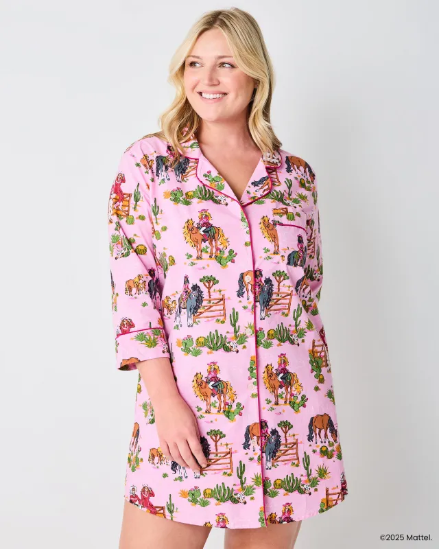 Barbieâ„¢ + Printfresh Western Barbie - Sleep Shirt - Cowgirl Pink sold by Printfresh