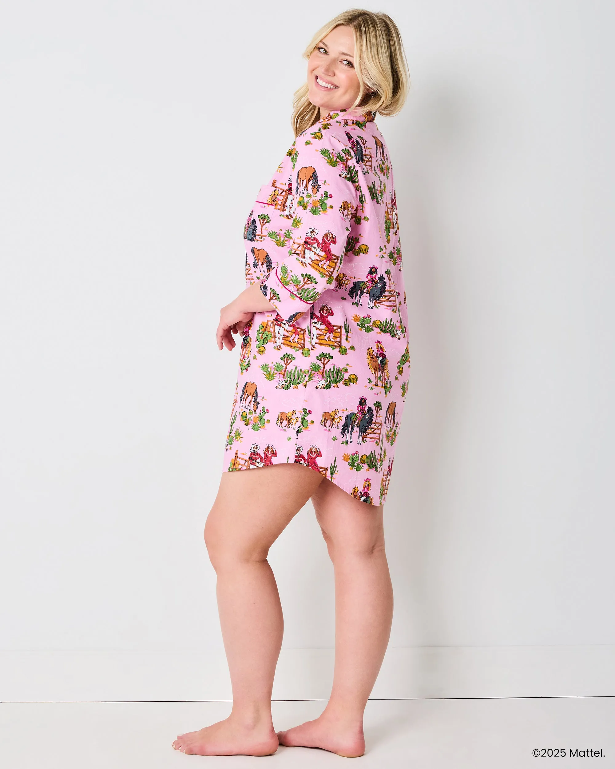 Barbie™ + Printfresh Western Barbie - Sleep Shirt - Cowgirl Pink sold by Printfresh product image thumbnail 3