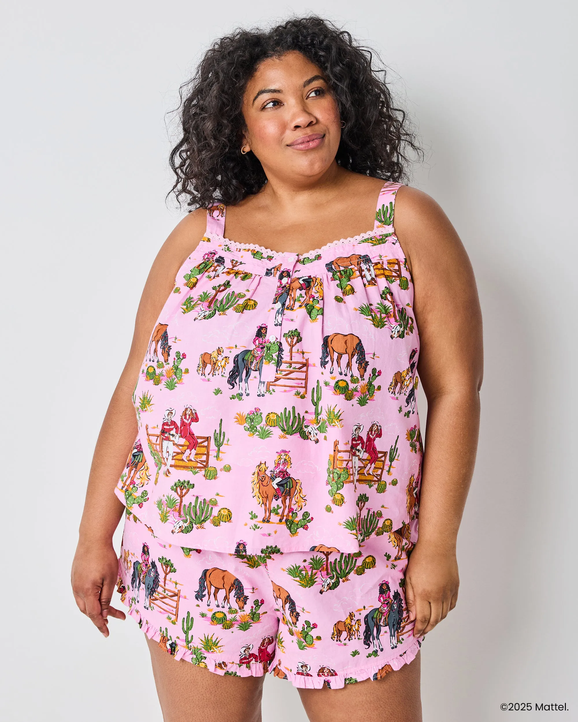 Barbie™ + Printfresh Western Barbie - Back To Bed Short Set - Cowgirl Pink sold by Printfresh product image thumbnail 3