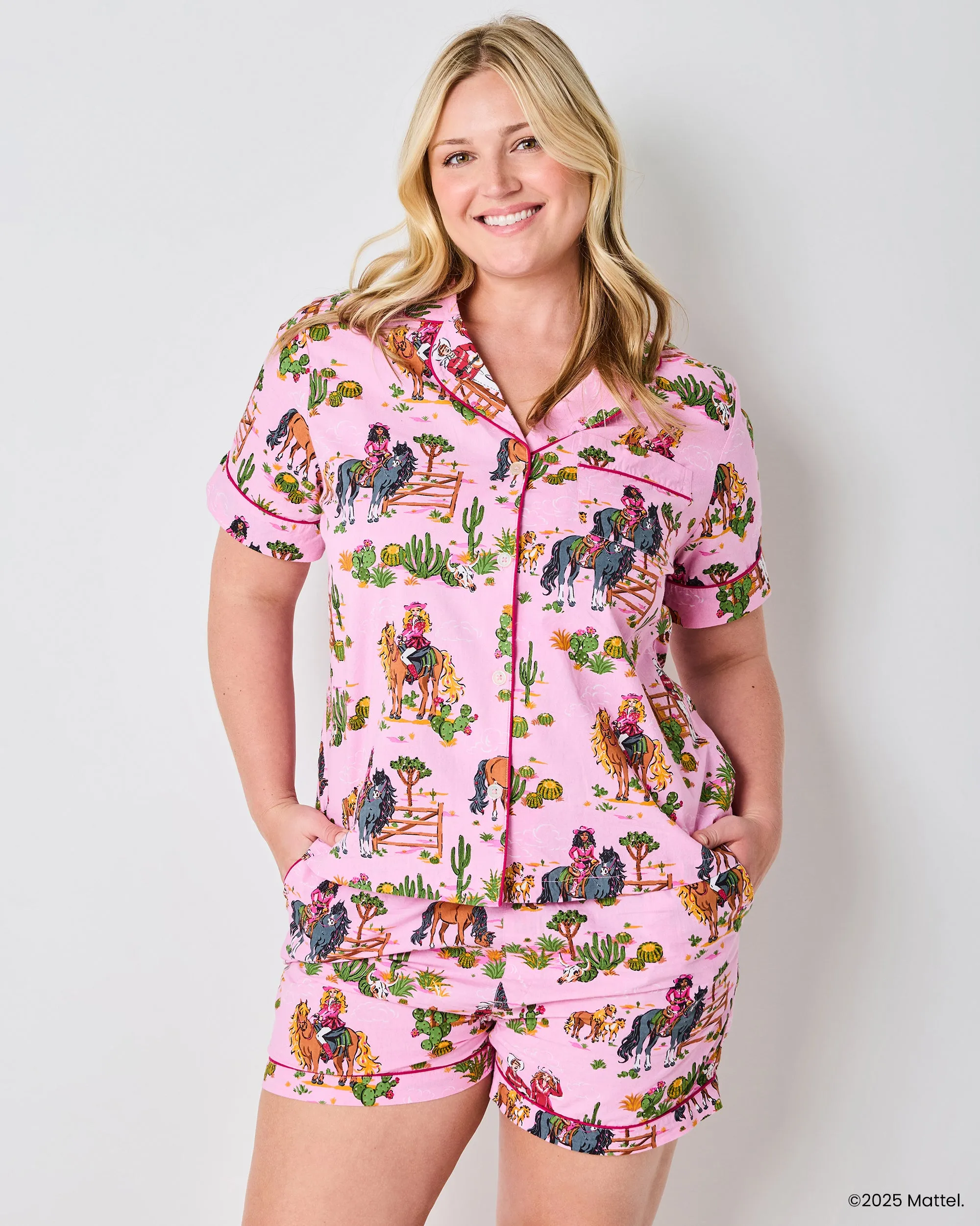 Barbie™ + Printfresh Western Barbie - Short PJ Set - Cowgirl Pink sold by Printfresh product image thumbnail 4