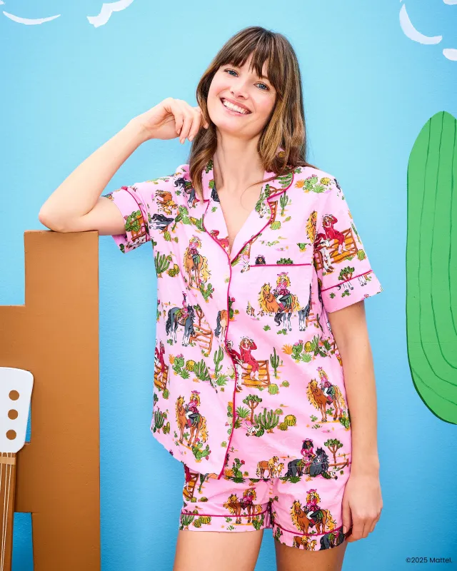 Barbie™ + Printfresh Western Barbie - Short PJ Set - Cowgirl Pink sold by Printfresh