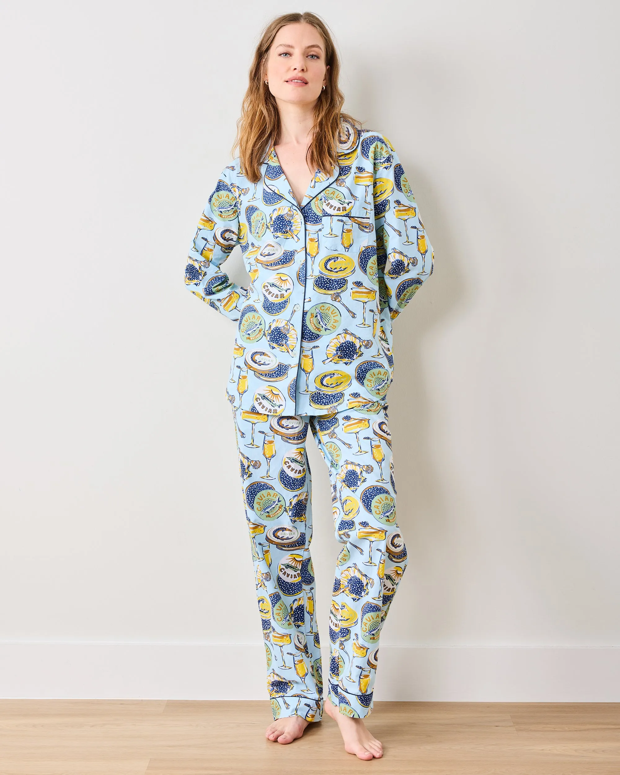 Champagne & Caviar - Tall Long PJ Set - Pale Blue sold by Printfresh