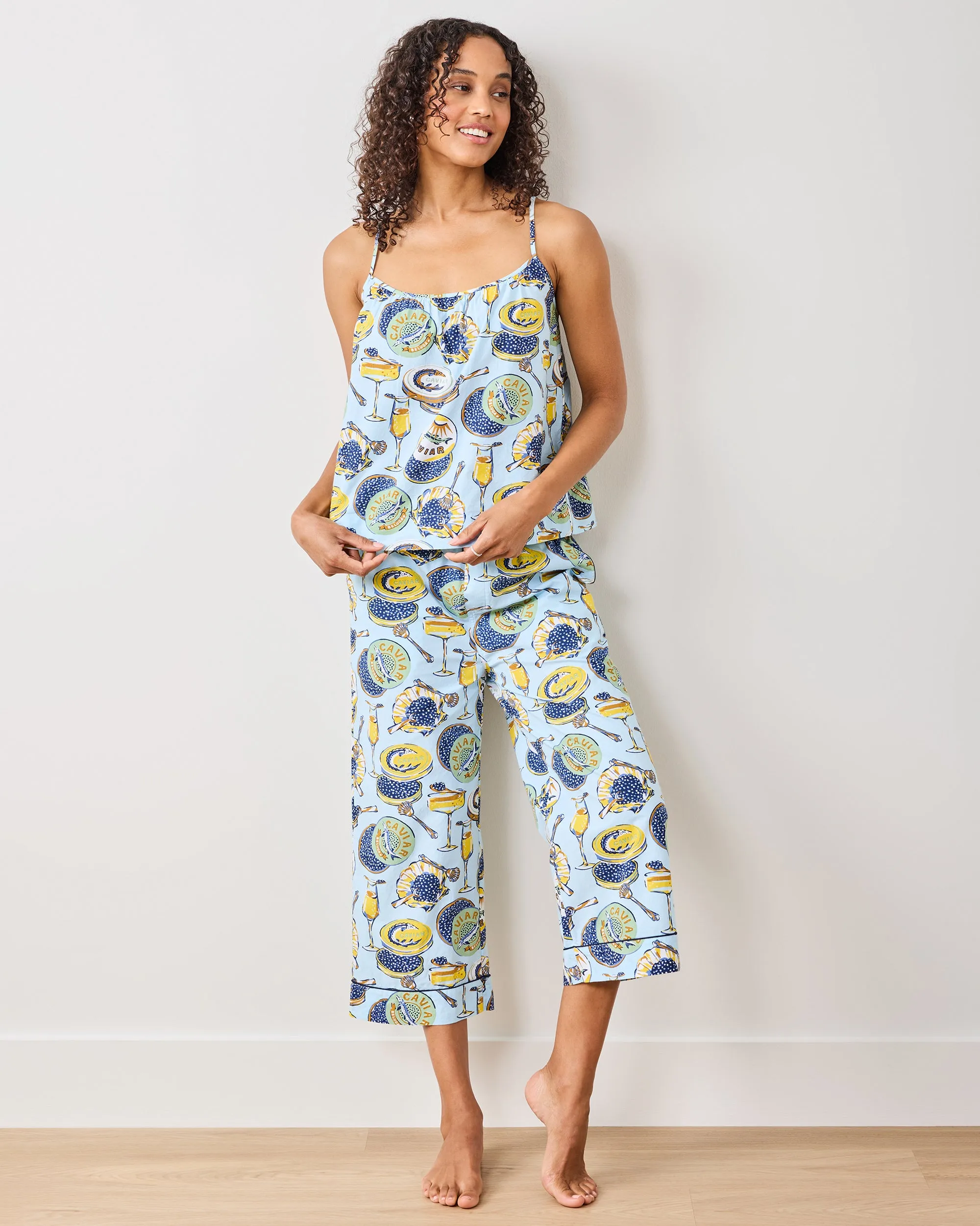 Champagne & Caviar - Cami Cropped Set - Pale Blue sold by Printfresh product image thumbnail 2