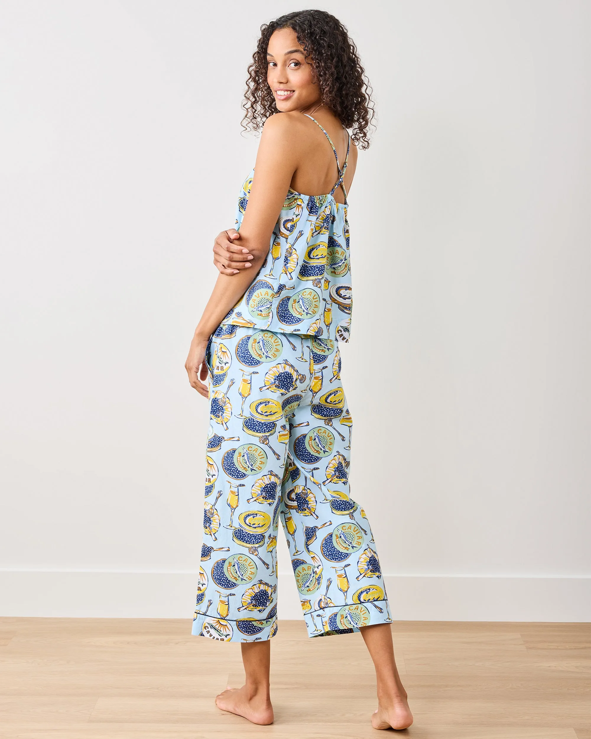 Champagne & Caviar - Cami Cropped Set - Pale Blue sold by Printfresh product image thumbnail 3