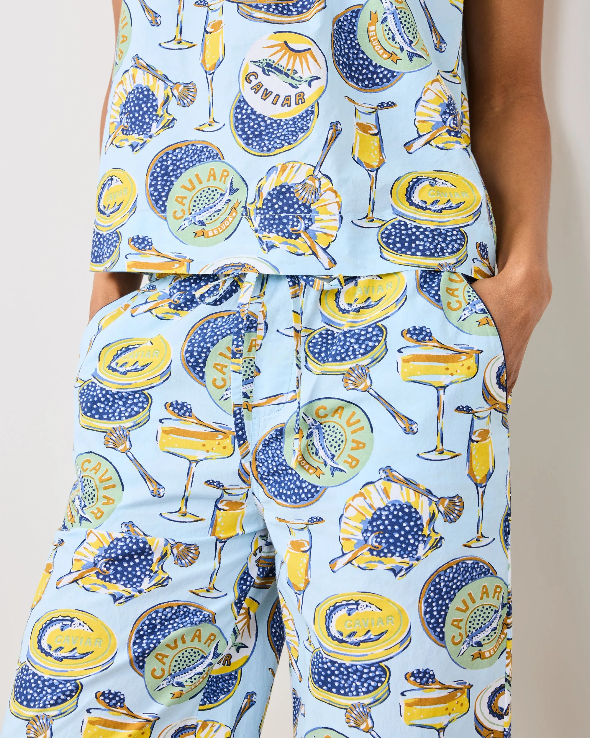 Champagne & Caviar - Cami Cropped Set - Pale Blue sold by Printfresh product image thumbnail 4