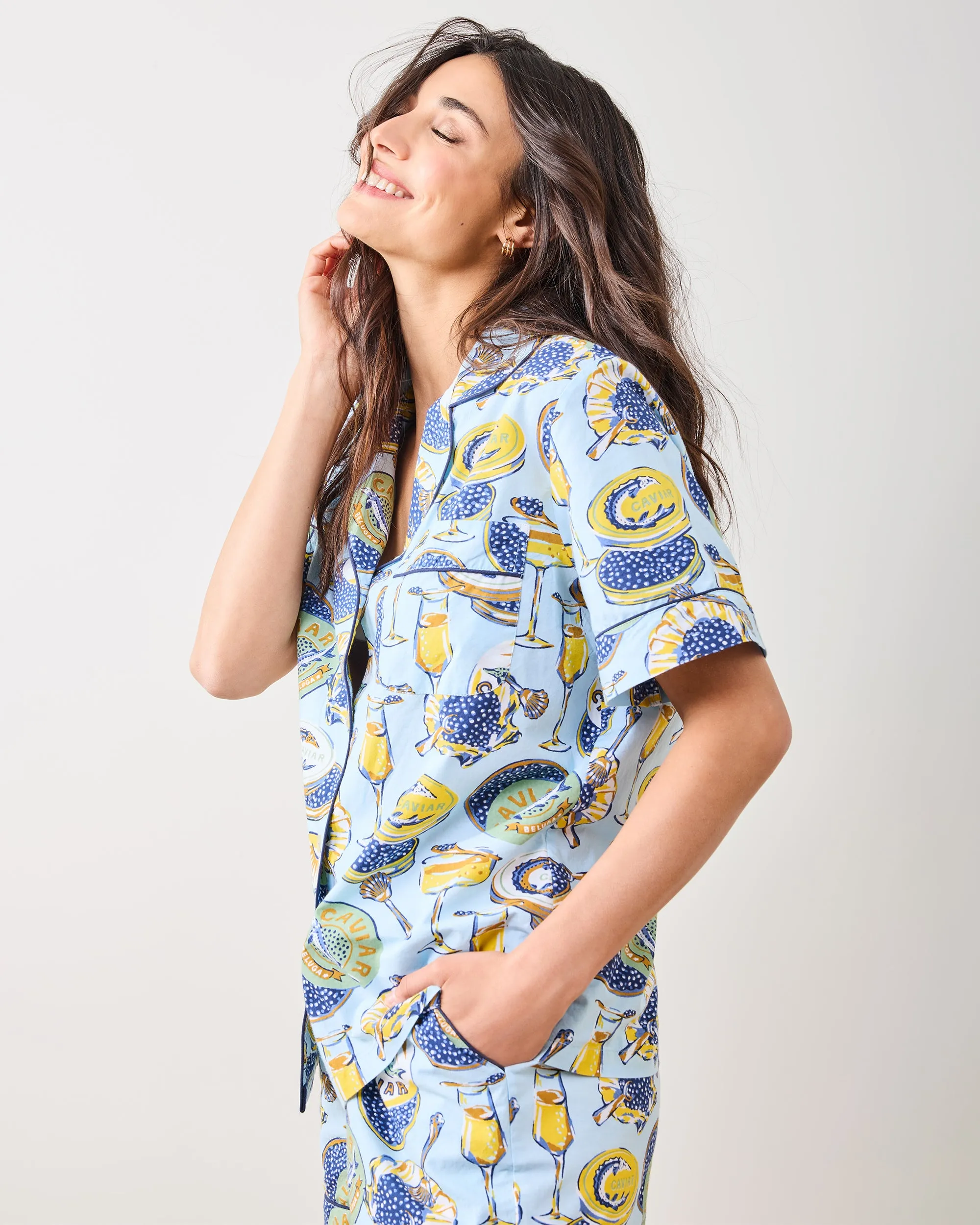 Champagne & Caviar - Short PJ Set - Pale Blue sold by Printfresh product image thumbnail 5