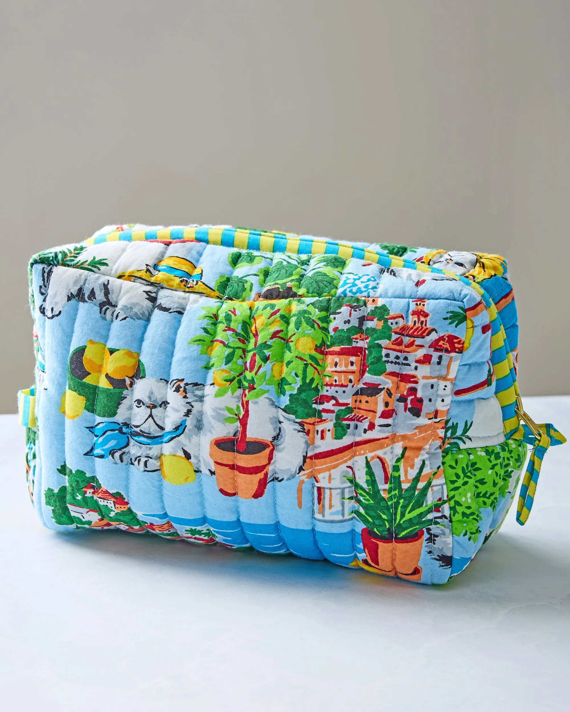 Mediterranean Meow - Quilted Pouch - Amalfi Blue sold by Printfresh product image thumbnail 3