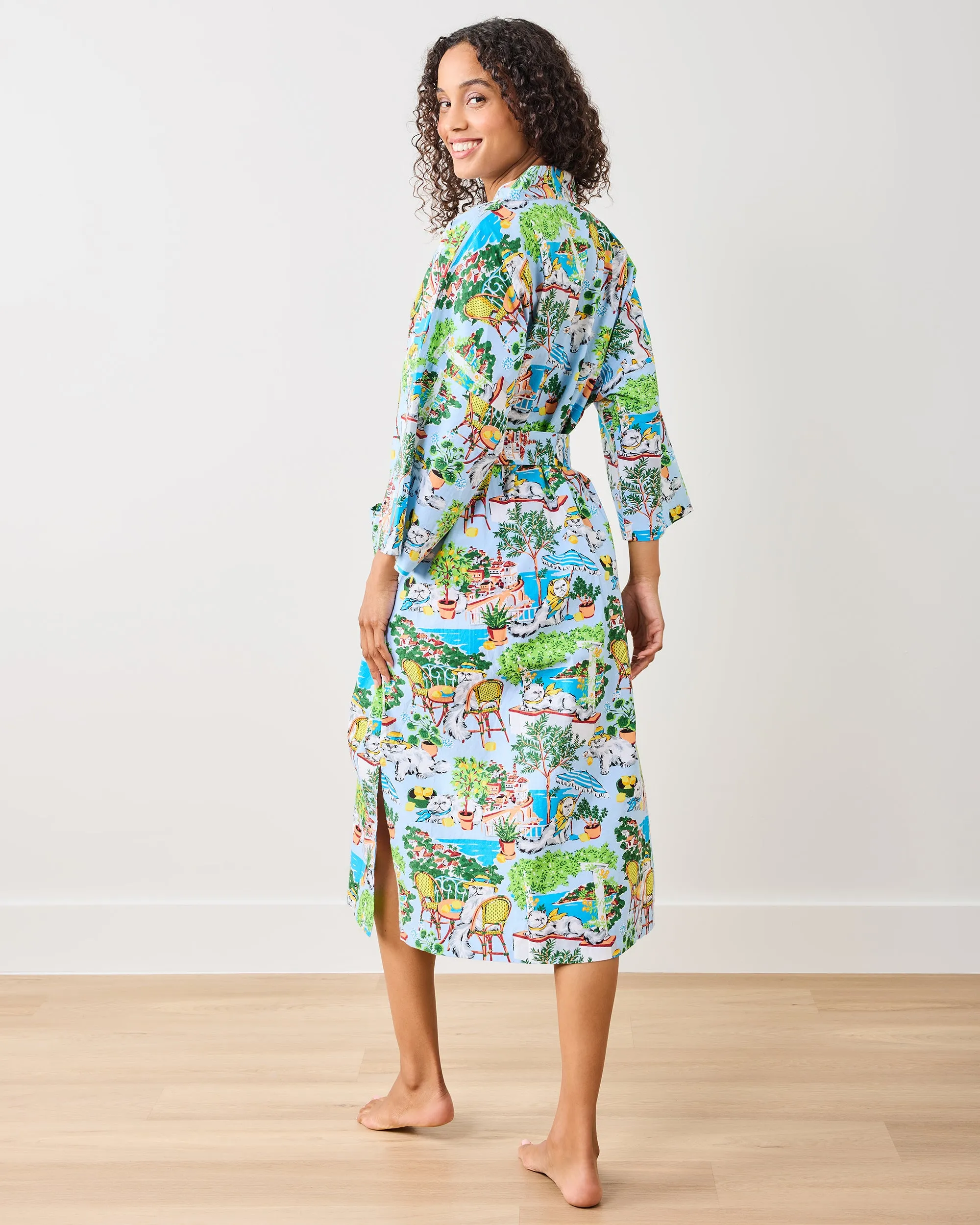 Mediterranean Meow - Robe - Amalfi Blue sold by Printfresh product image thumbnail 3