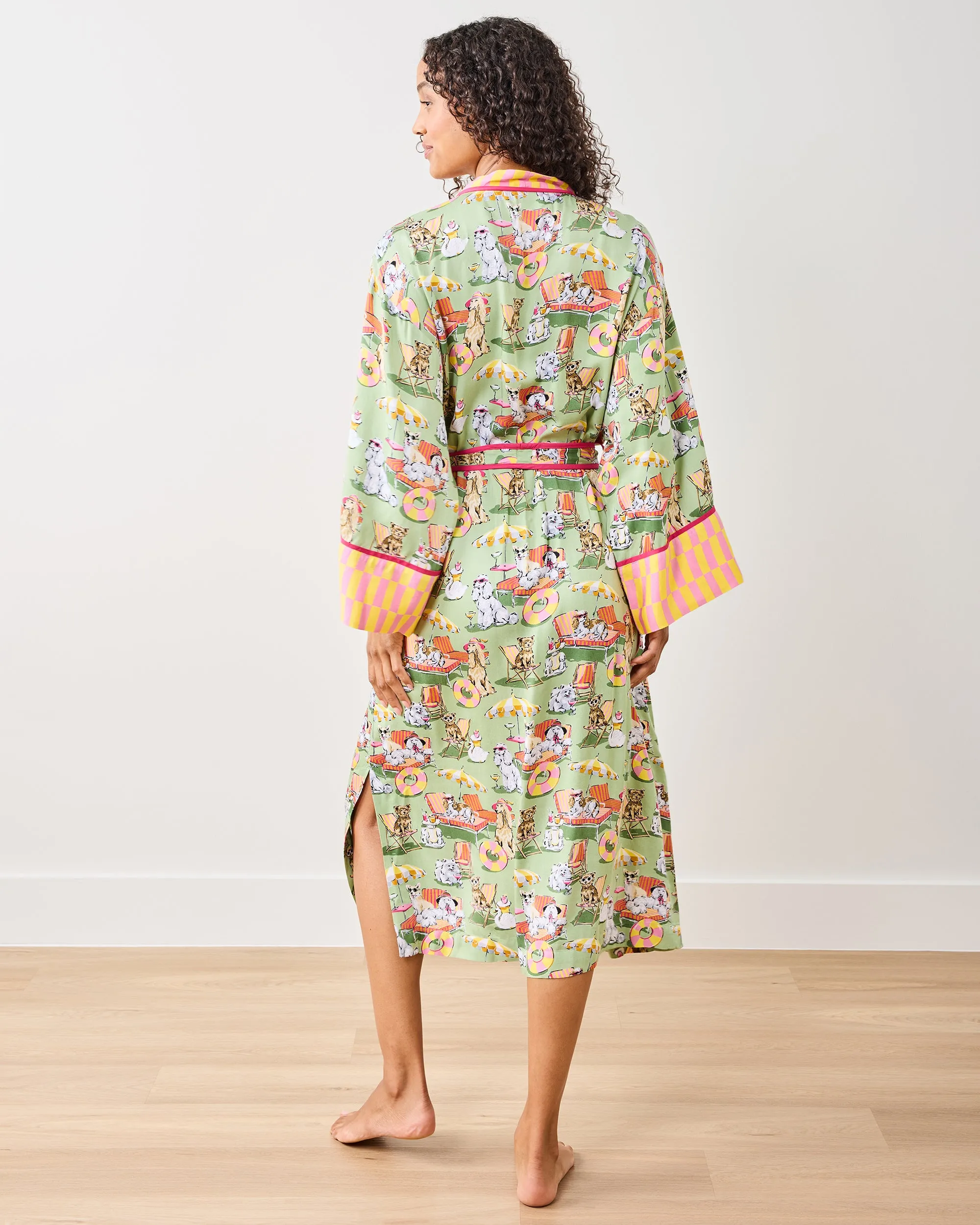 Palm Royale Pooches - Eco Satin Robe - Grasshopper sold by Printfresh product image thumbnail 4