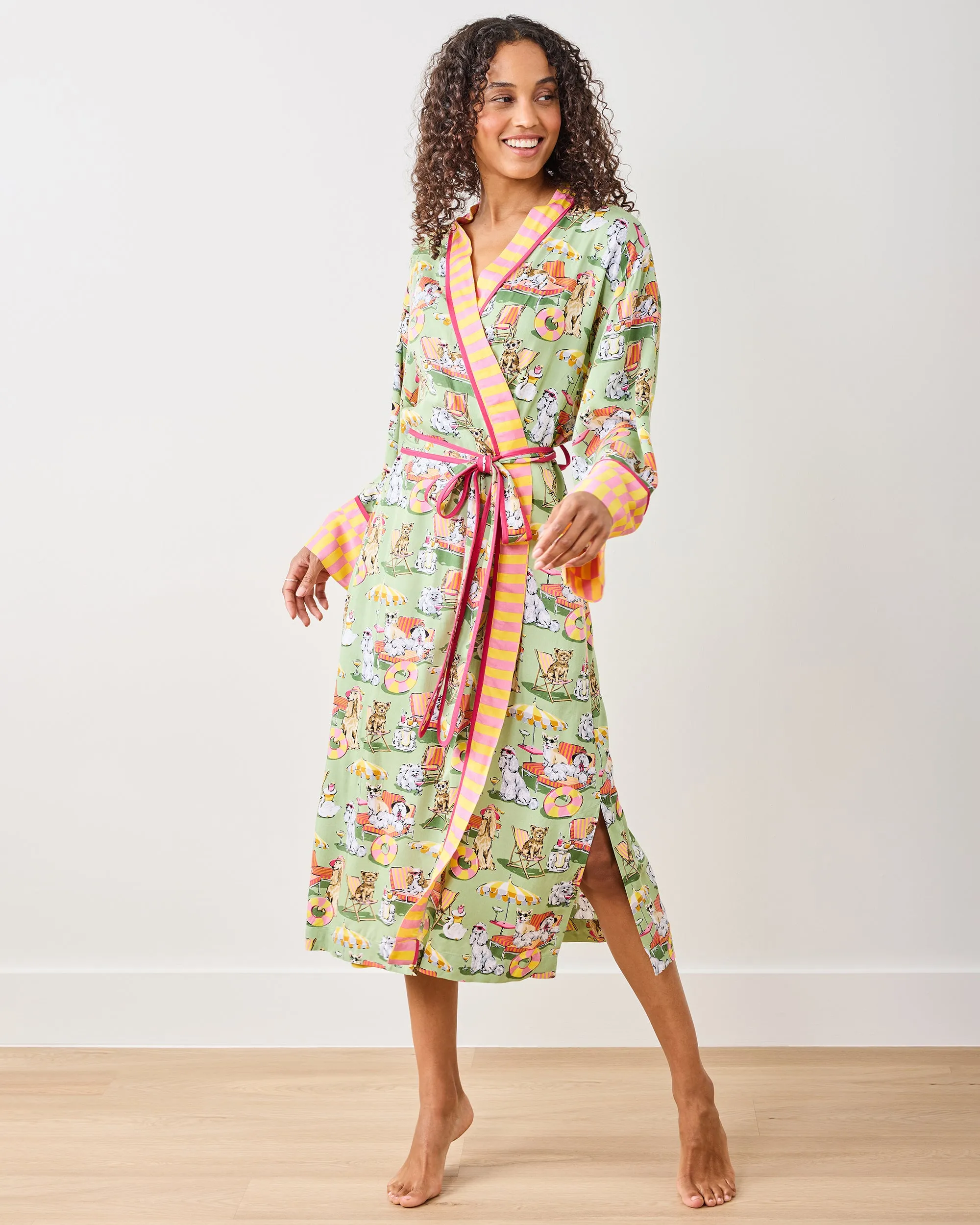 Palm Royale Pooches - Eco Satin Robe - Grasshopper sold by Printfresh product image thumbnail 3