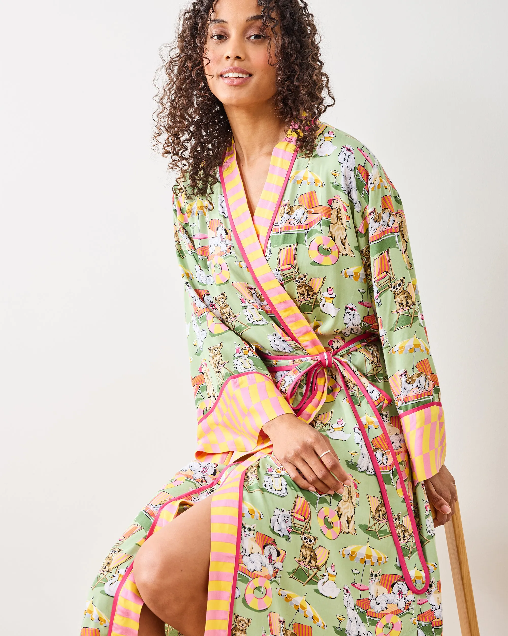 Palm Royale Pooches - Eco Satin Robe - Grasshopper sold by Printfresh