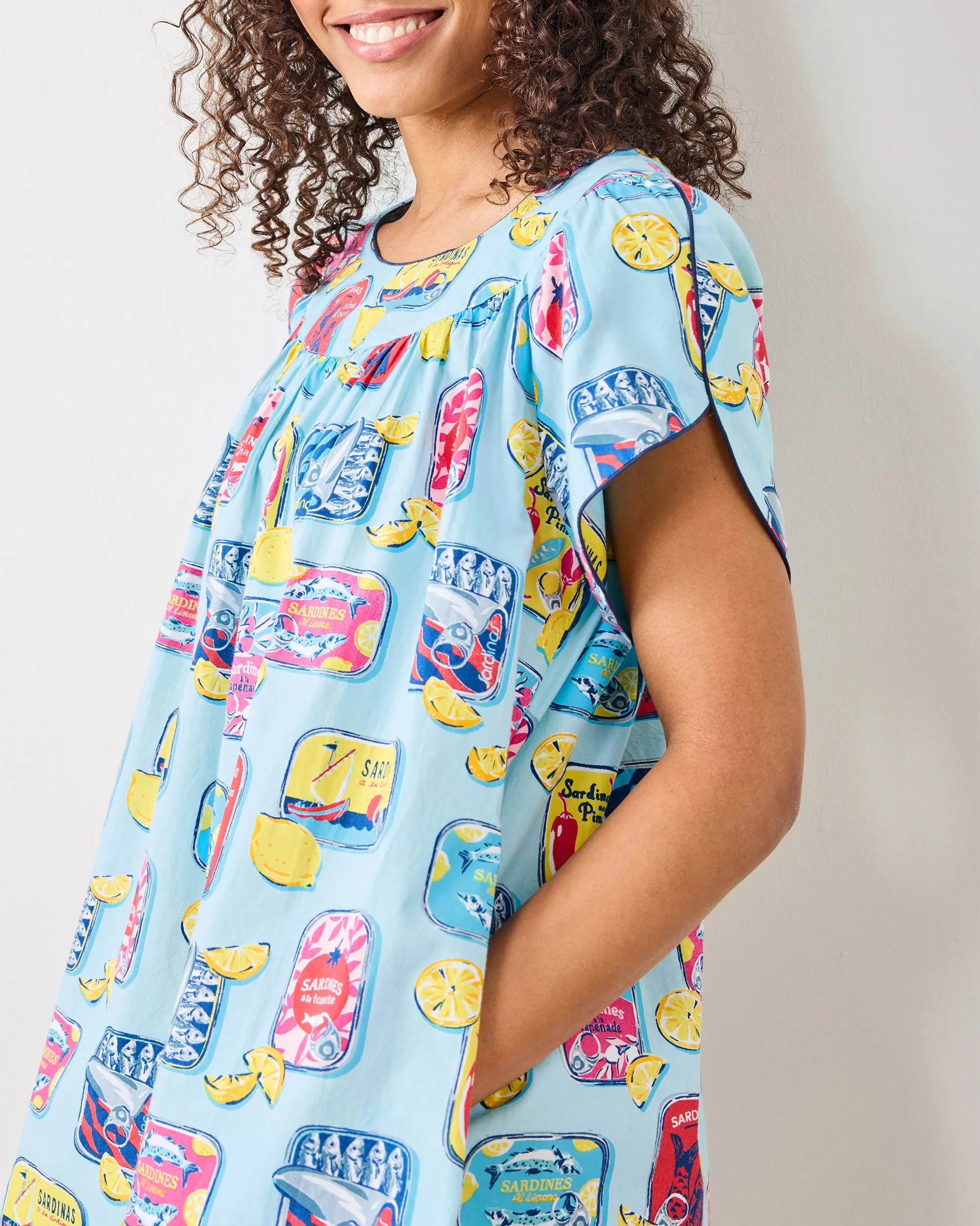 Retro Sardines - Retro Dreams Nightgown - Open Water sold by Printfresh product image thumbnail 3