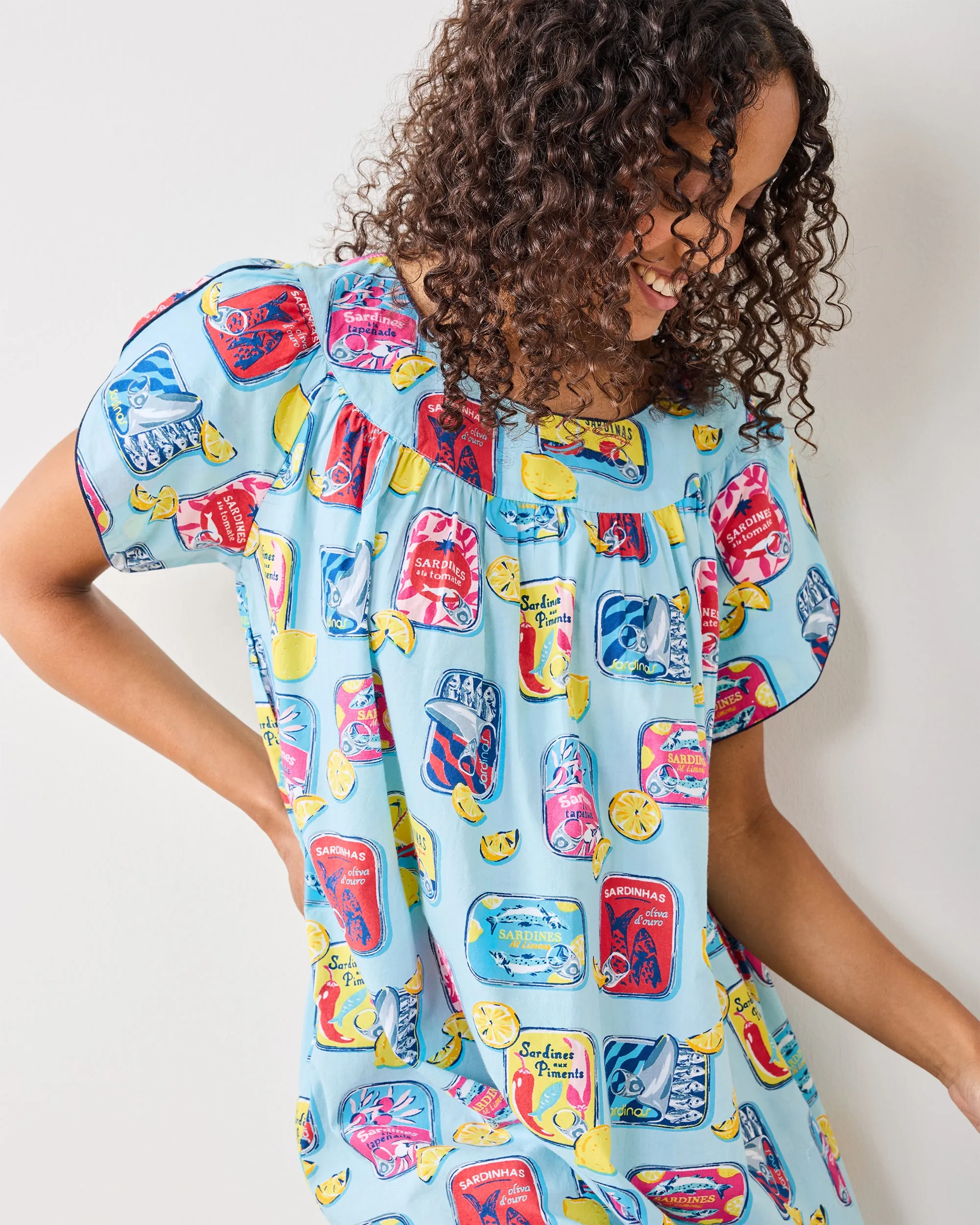 Retro Sardines - Retro Dreams Nightgown - Open Water sold by Printfresh product image thumbnail 5