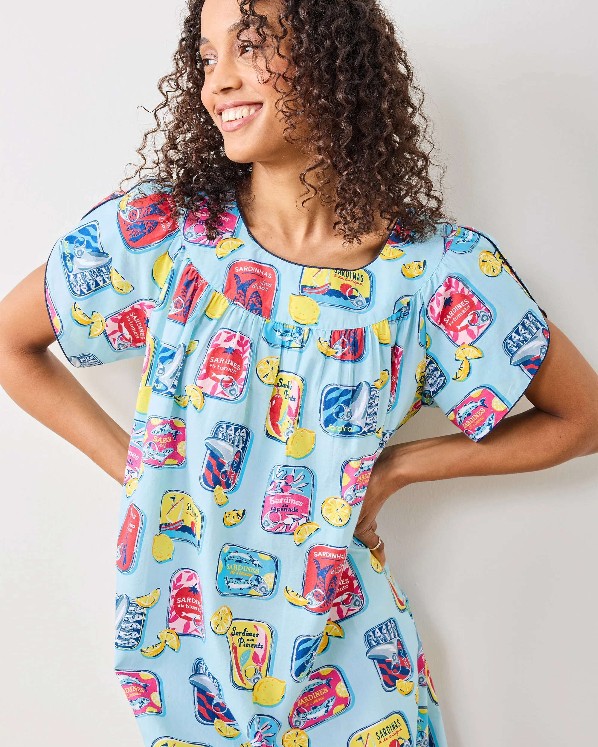 Retro Sardines - Retro Dreams Nightgown - Open Water sold by Printfresh