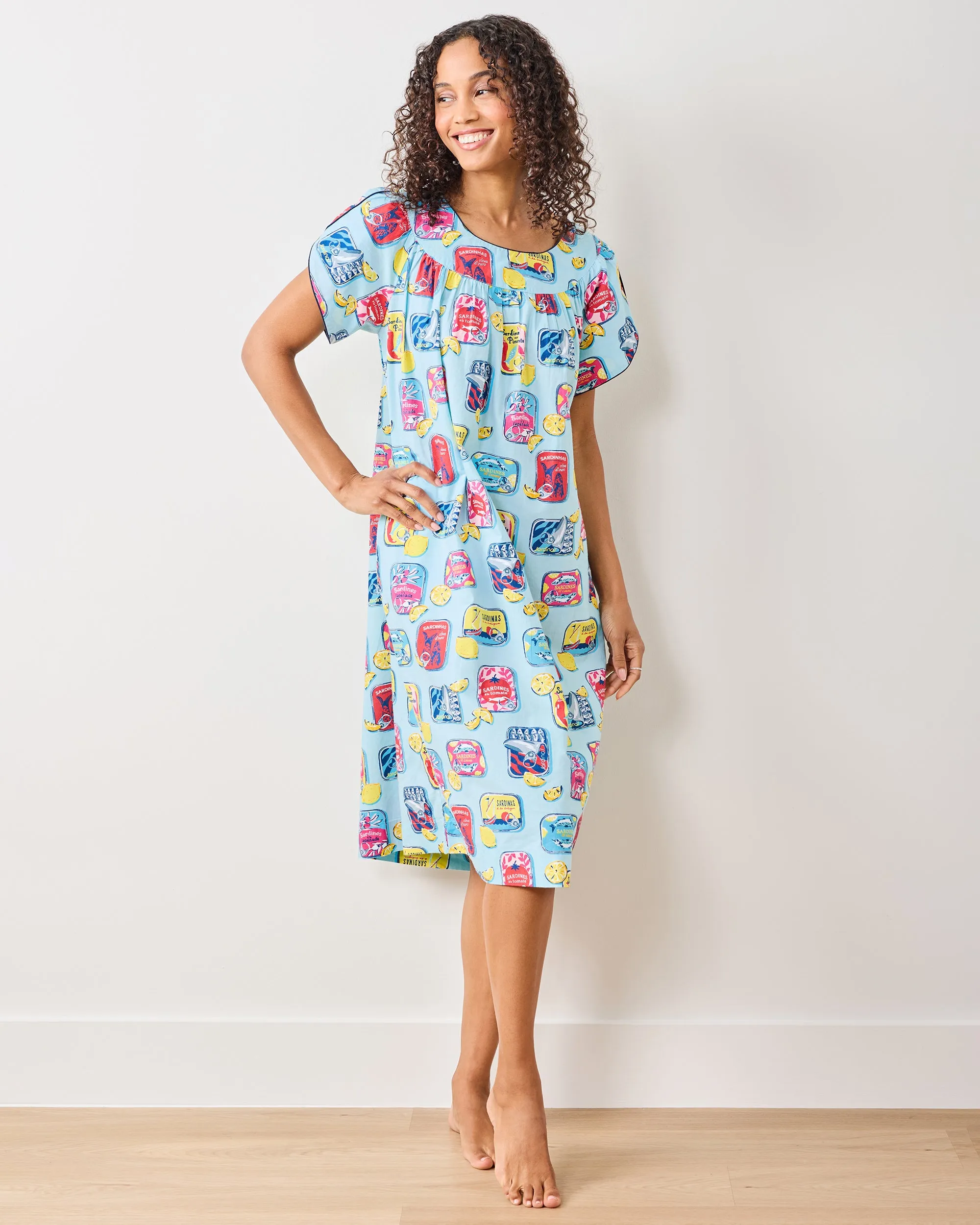 Retro Sardines - Retro Dreams Nightgown - Open Water sold by Printfresh product image thumbnail 2
