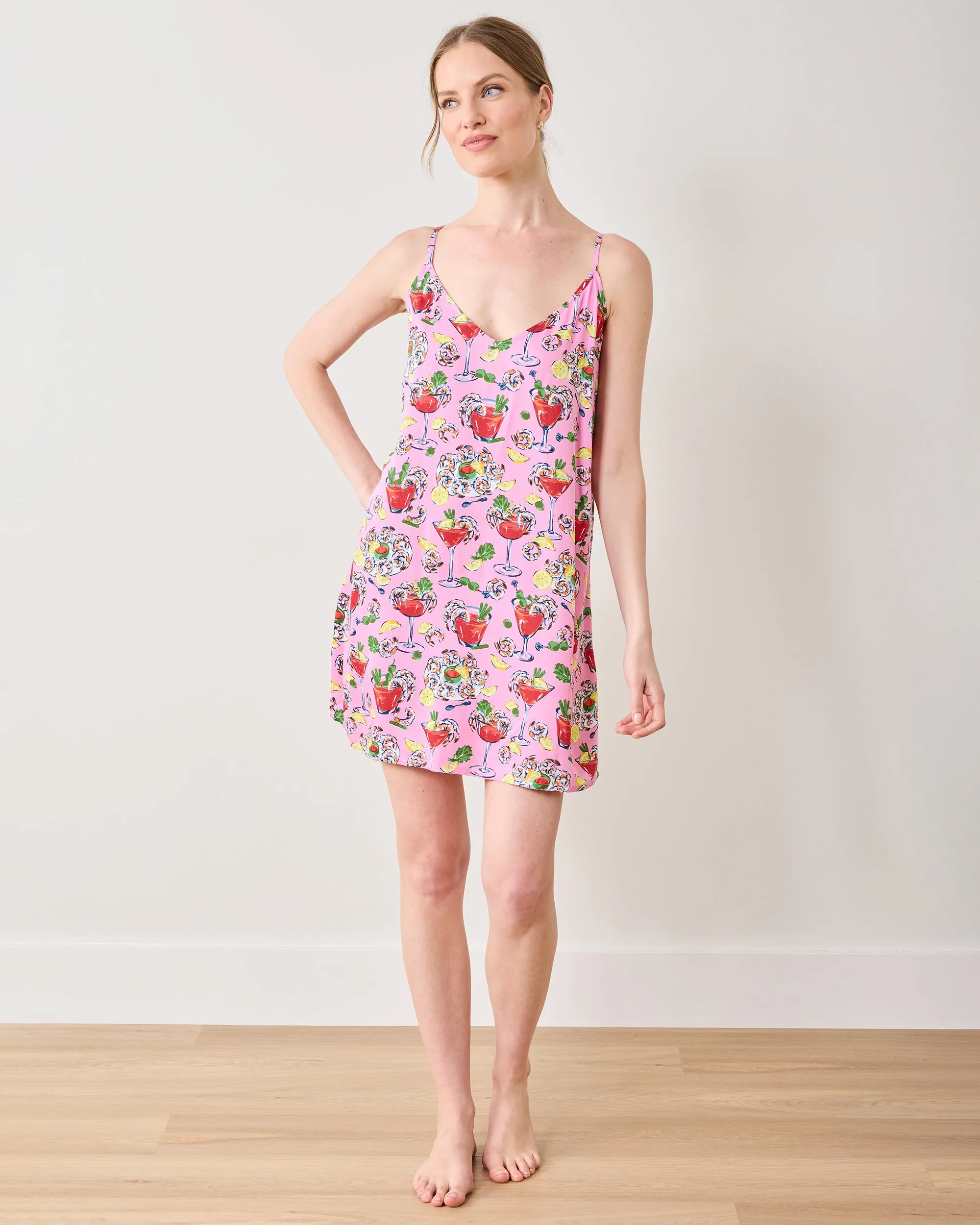 Shrimp Cocktail - Eco Satin Chic To Sleep Shortie - Parlor Pink sold by Printfresh product image thumbnail 2