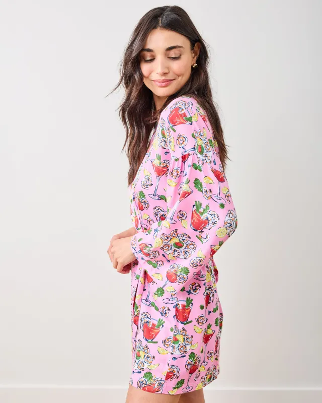 Shrimp Cocktail - Eco Satin Glam Mini Robe - Parlor Pink sold by Printfresh