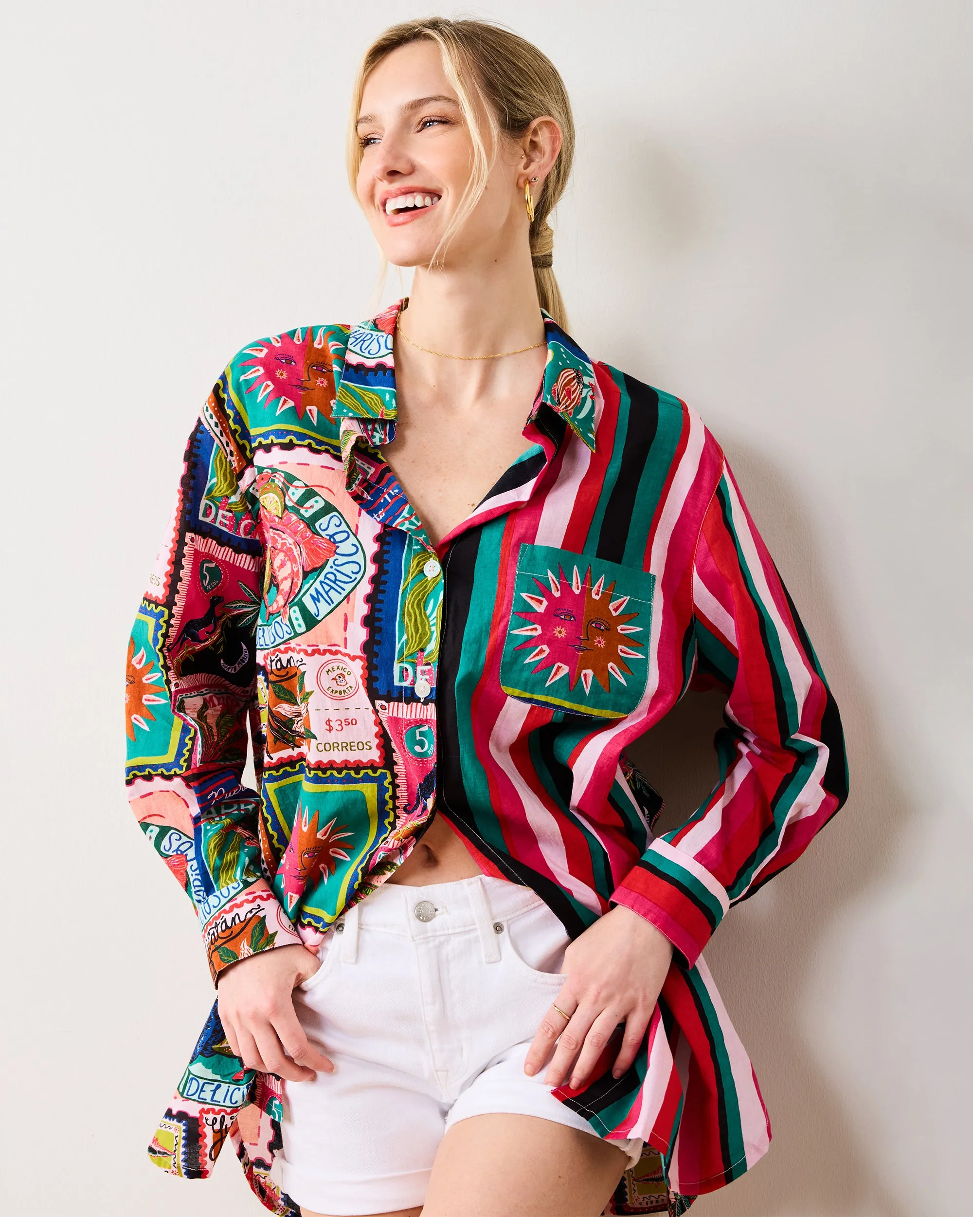 Colorful Coast - Everyday Button Down - Vibrant Ink sold by Printfresh product image thumbnail 2