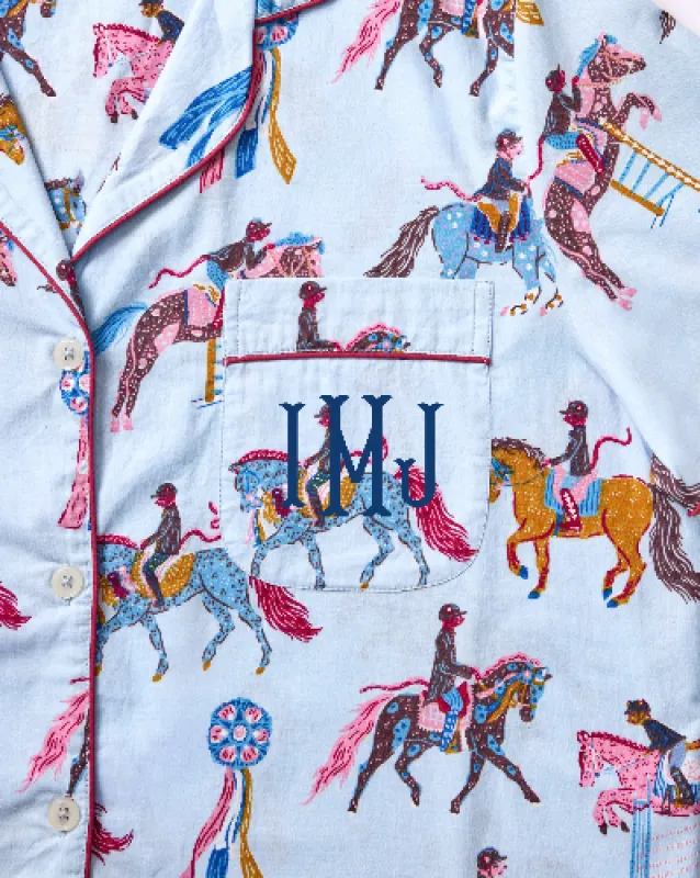 Horse Show - Short PJ Set - Blue Ribbon sold by Printfresh