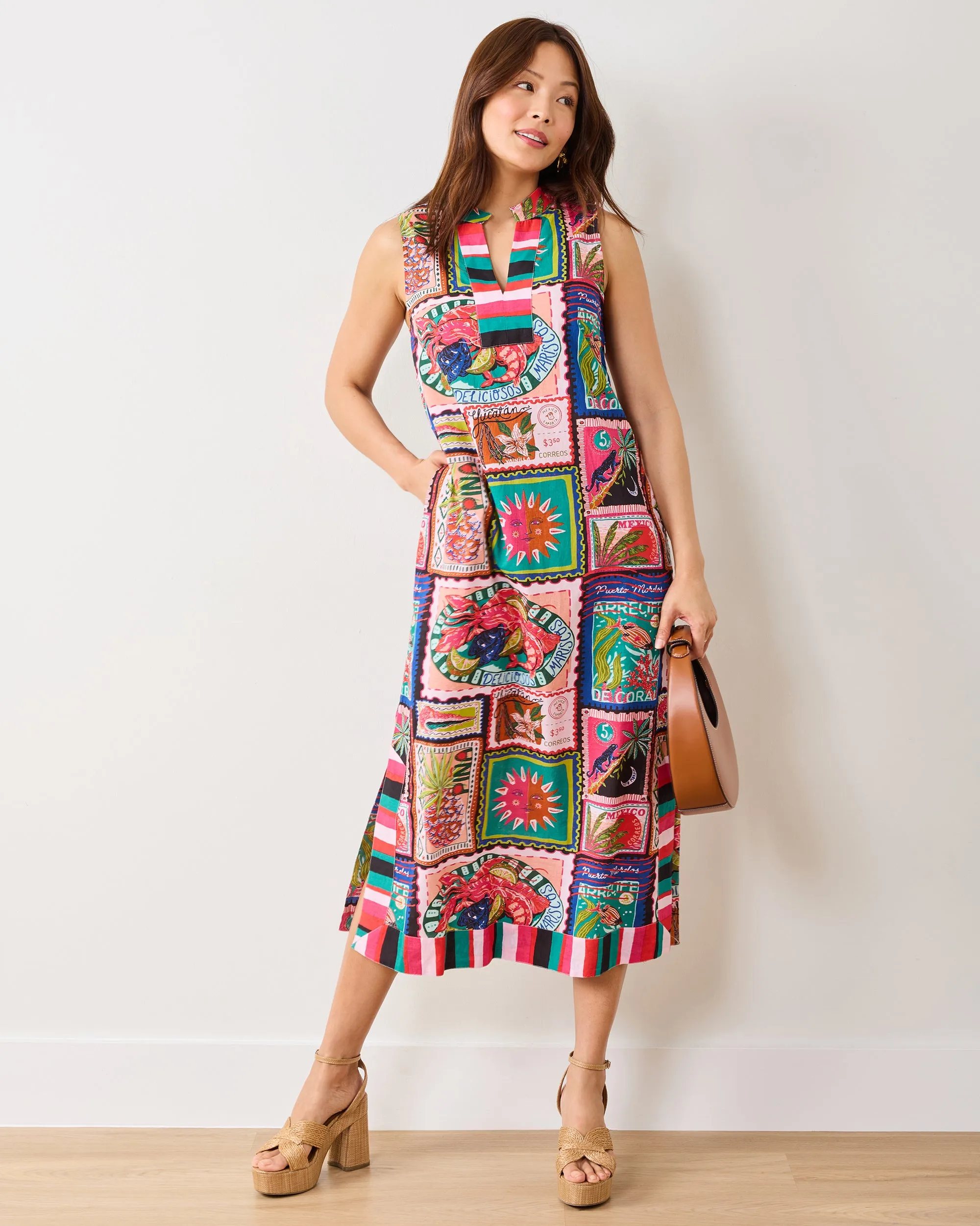 Colorful Coast - Ocean View Long Tunic Dress - Ink sold by Printfresh product image thumbnail 2