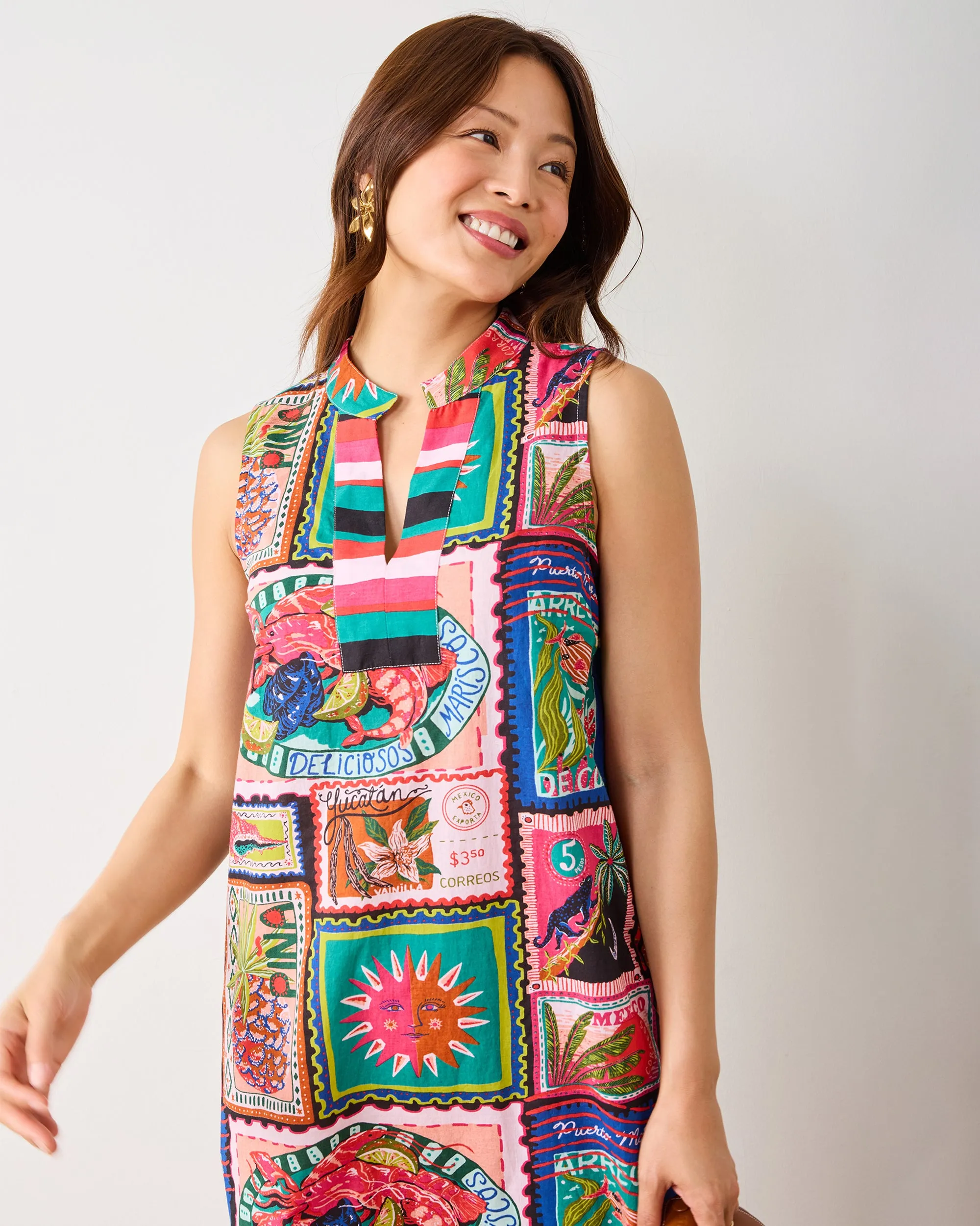 Colorful Coast - Ocean View Long Tunic Dress - Ink sold by Printfresh