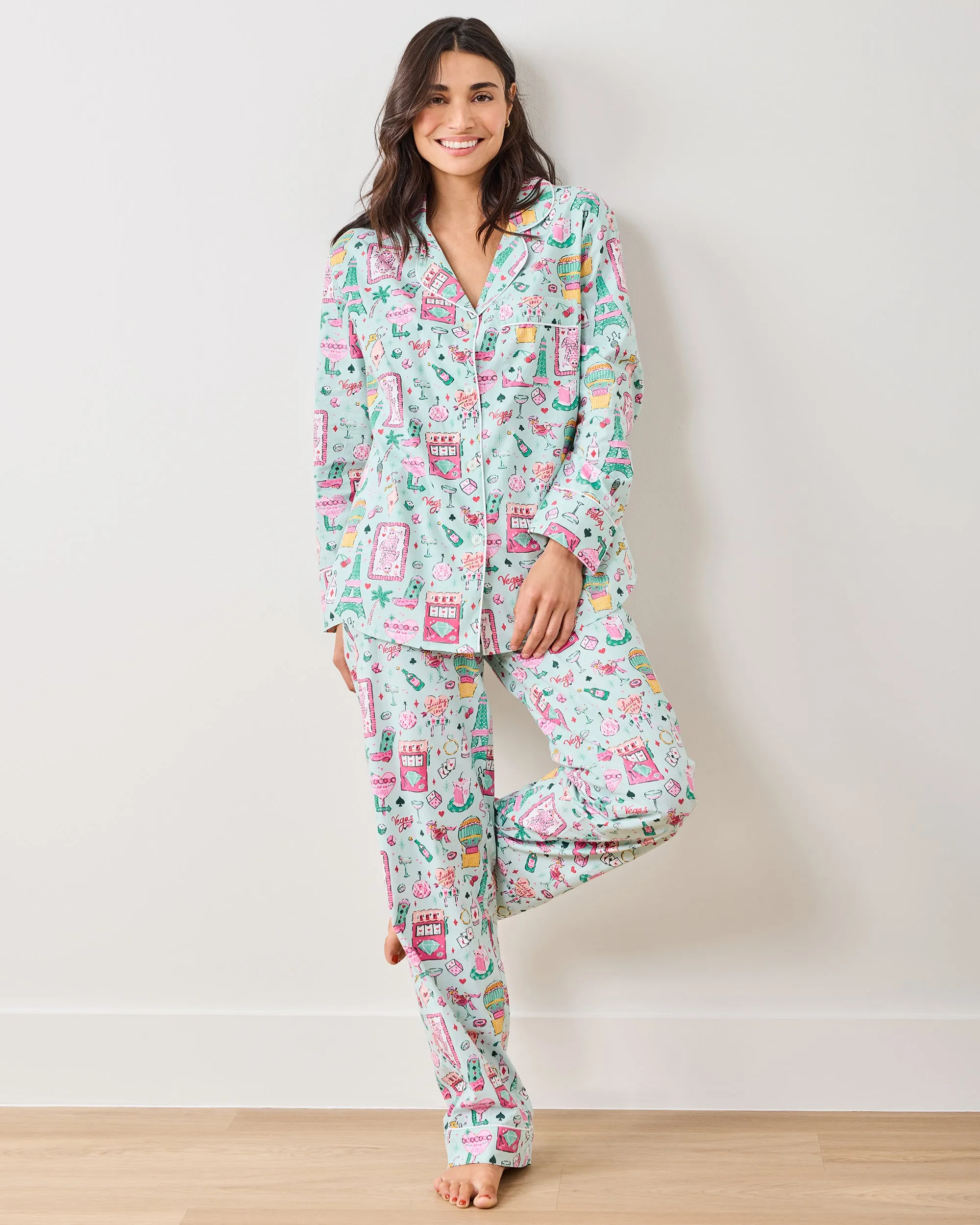 Viva Las Vegas - Long PJ Set - Mint sold by Printfresh product image thumbnail 2