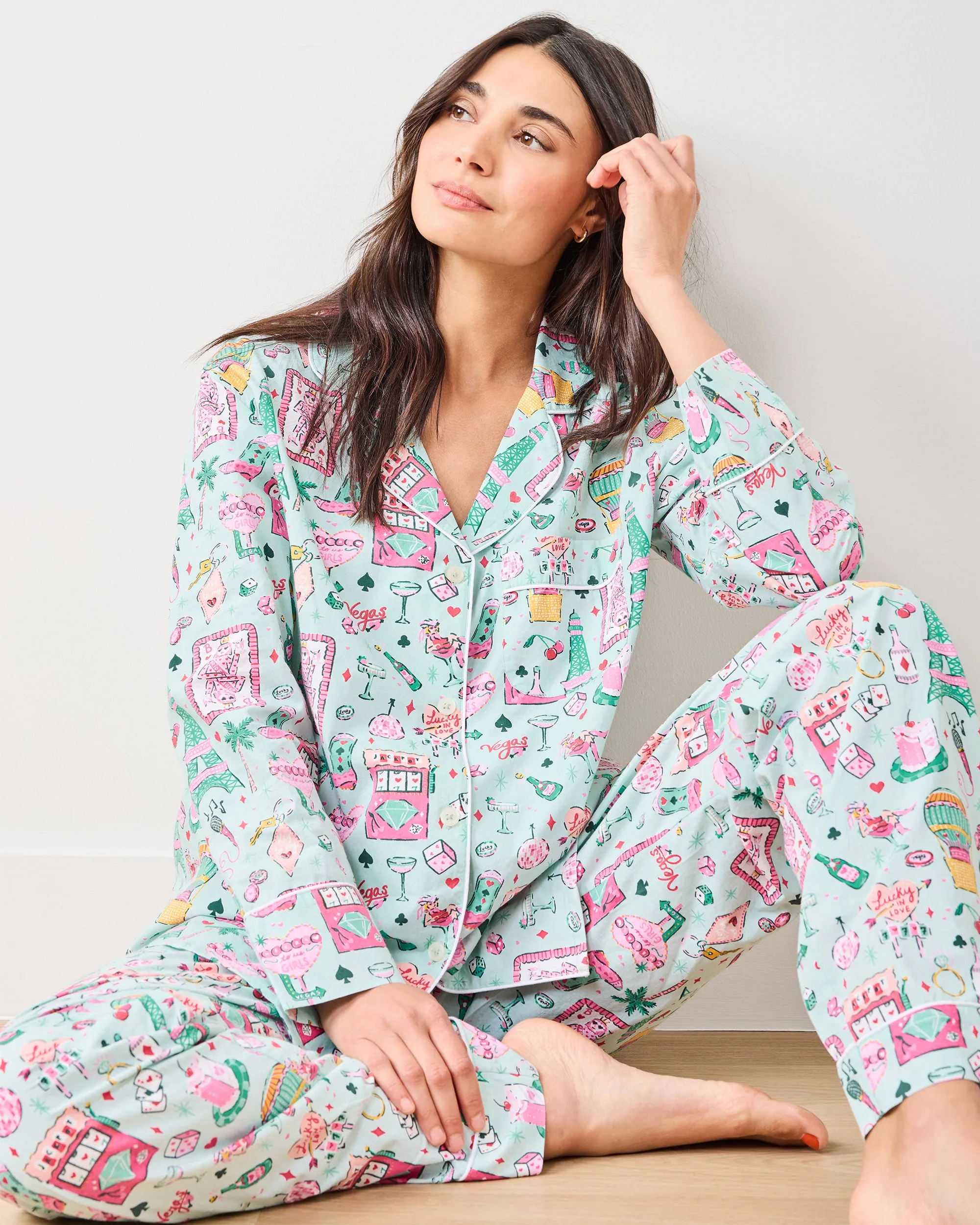 Viva Las Vegas - Long PJ Set - Mint sold by Printfresh product image thumbnail 5