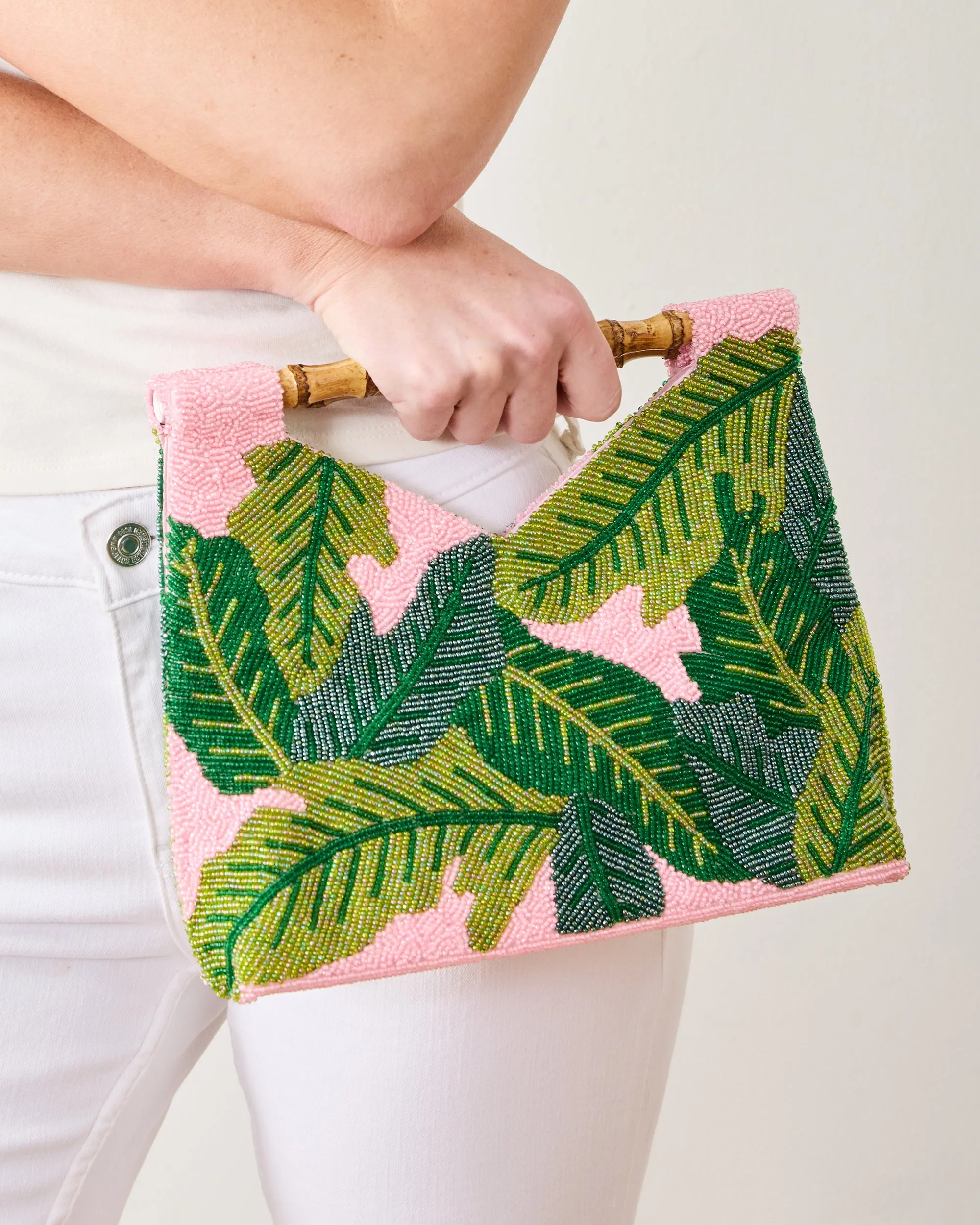 Pink - Beaded Palm Leaf Bag - Tiana Designs sold by Printfresh product image thumbnail 2
