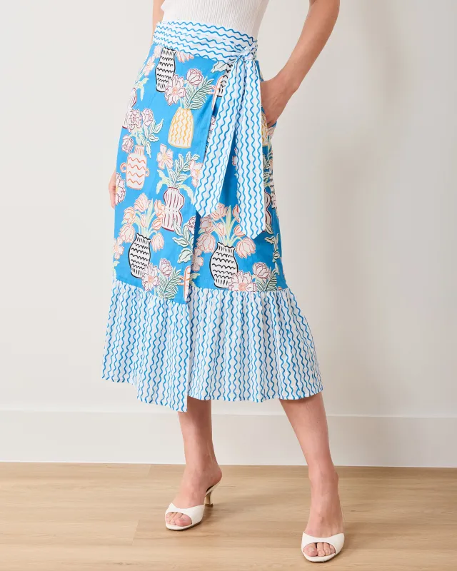 Antique Vases - Anika Skirt - Blue Sky sold by Printfresh