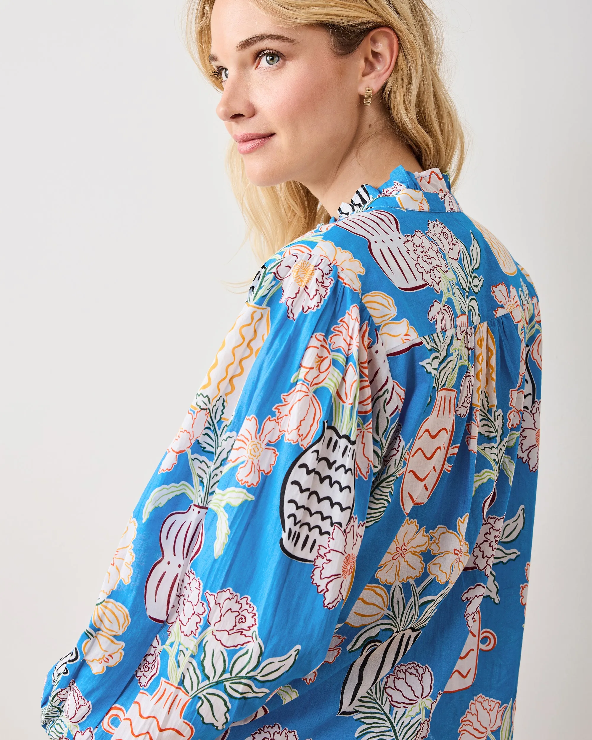 Antique Vases - On a Whim Blouse - Blue Sky sold by Printfresh product image thumbnail 4