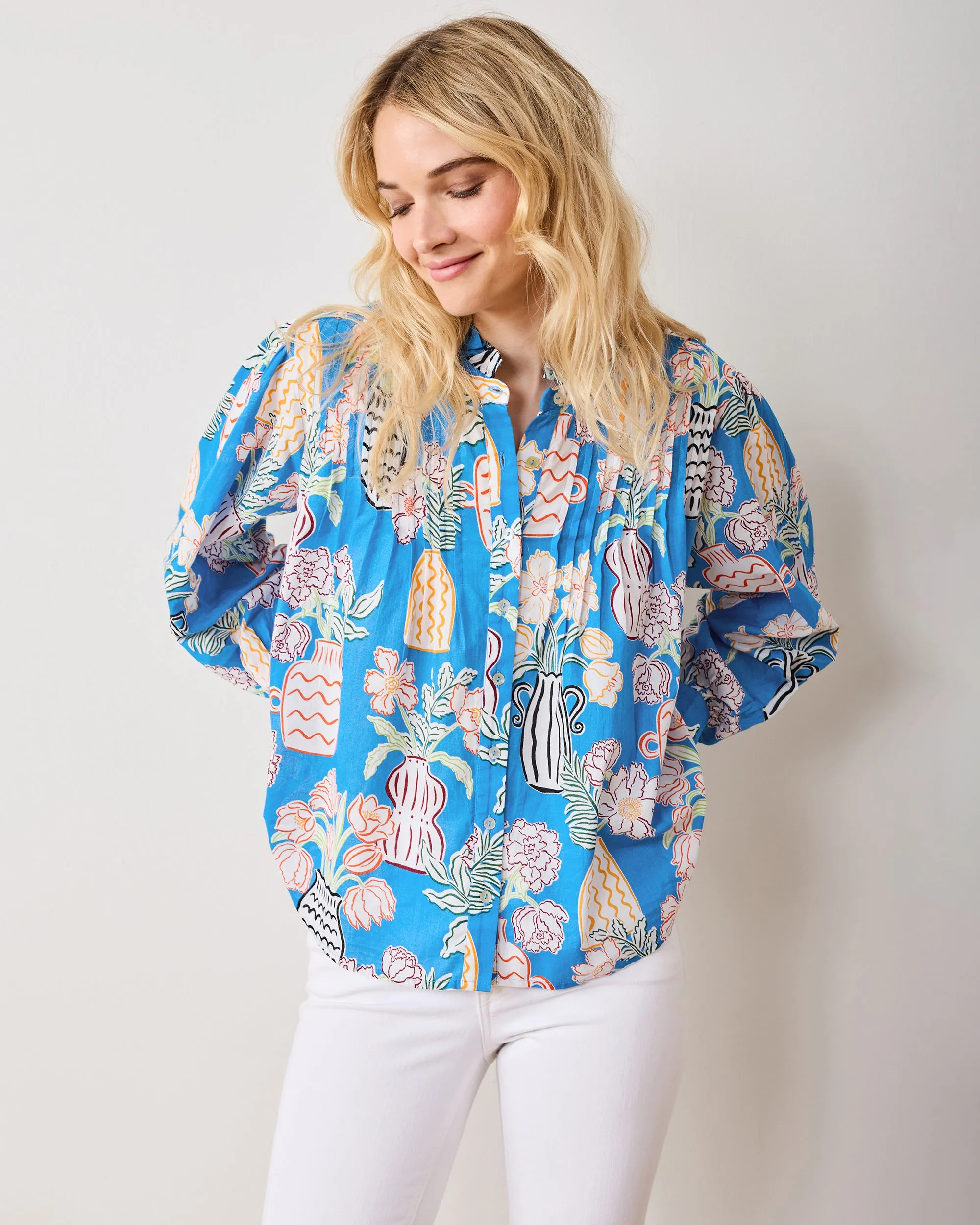 Antique Vases - On a Whim Blouse - Blue Sky sold by Printfresh product image thumbnail 5