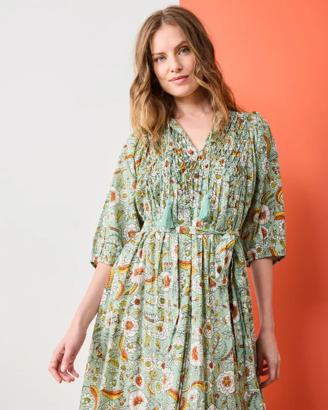 India Bloom - Artifact Dress - Sage sold by Printfresh