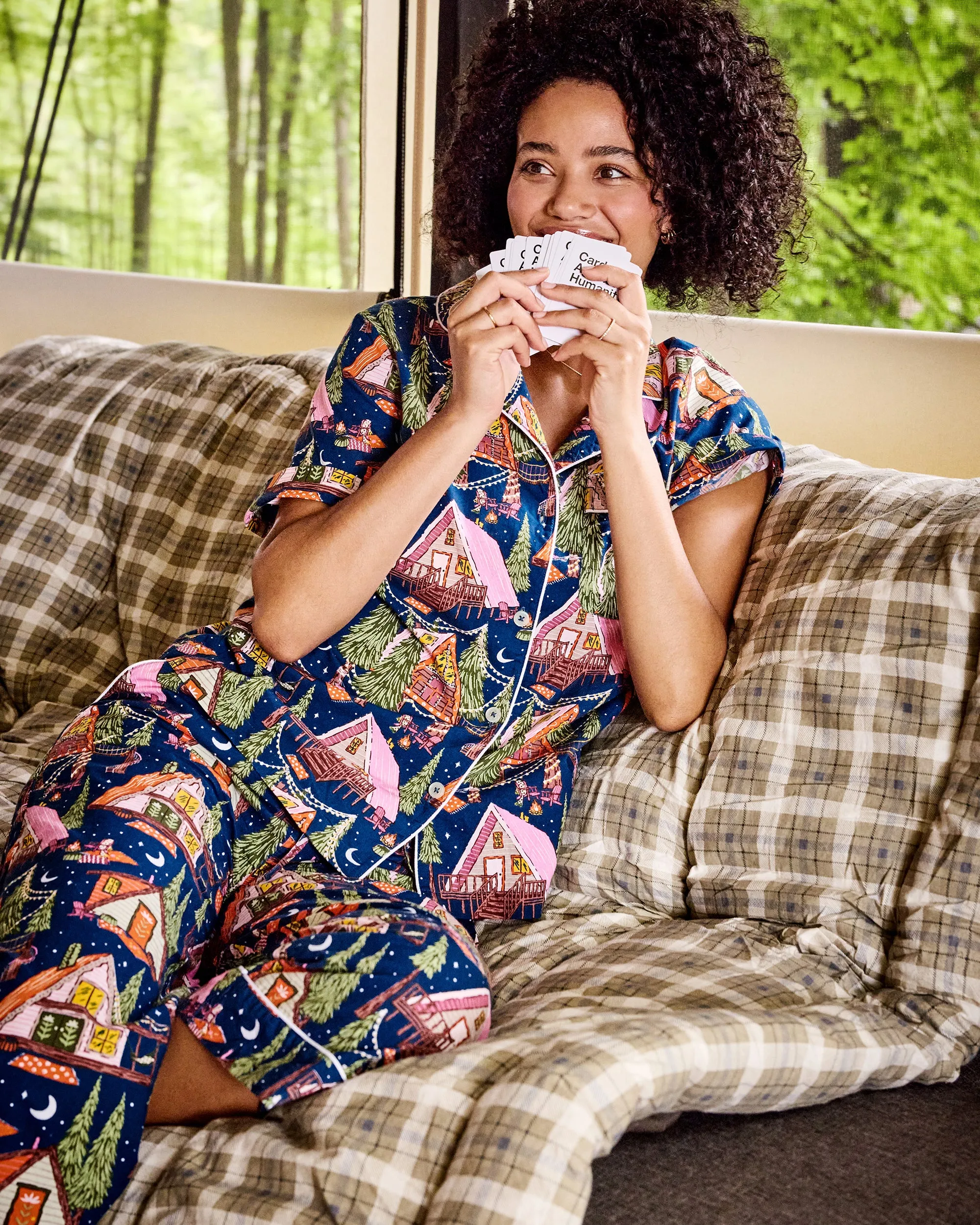 Bonfire Stories - Short Sleeve Top & Cropped Pants Set - Starlight Blue sold by Printfresh product image thumbnail 2