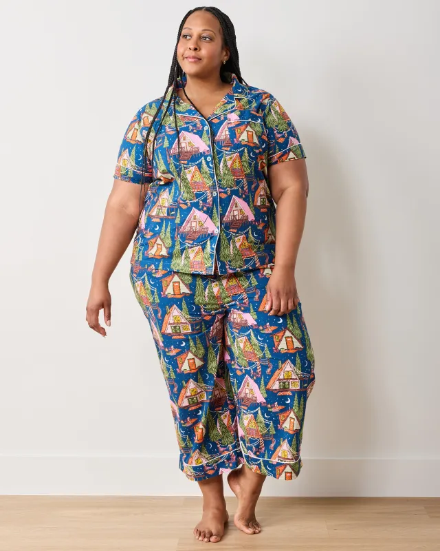 Bonfire Stories - Short Sleeve Top & Cropped Pants Set - Starlight Blue sold by Printfresh