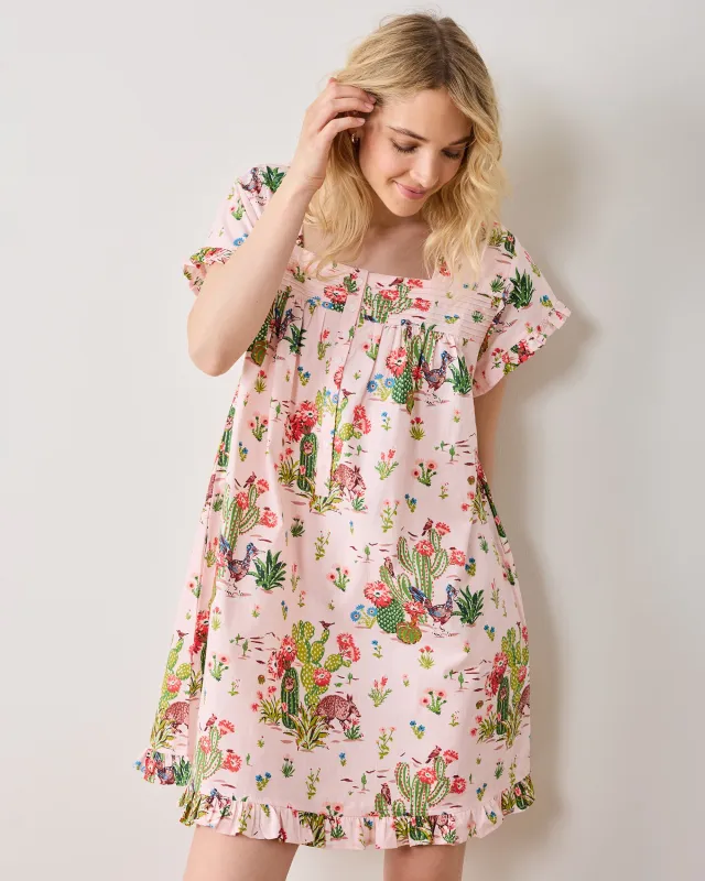 Desert Dream - Pintuck Nightgown - Pink Cactus sold by Printfresh