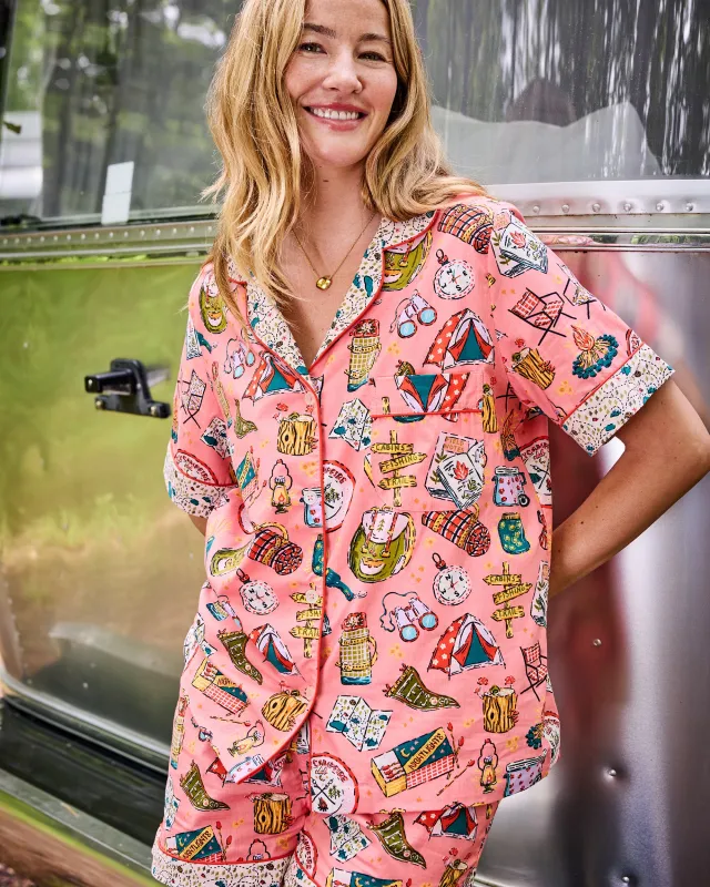 Camping Trip - Short PJ Set - Coral sold by Printfresh