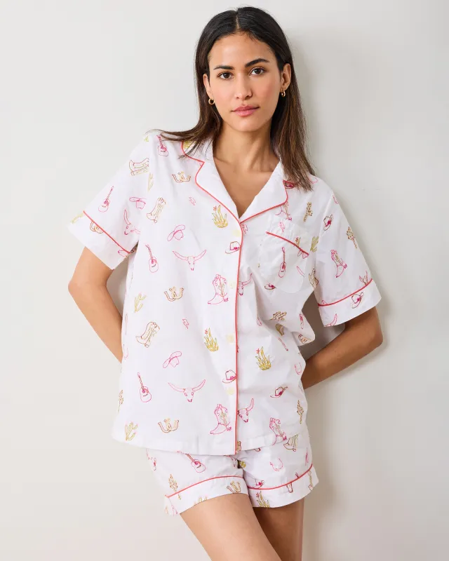 Western Embroidery - Short PJ Set - Cloud sold by Printfresh