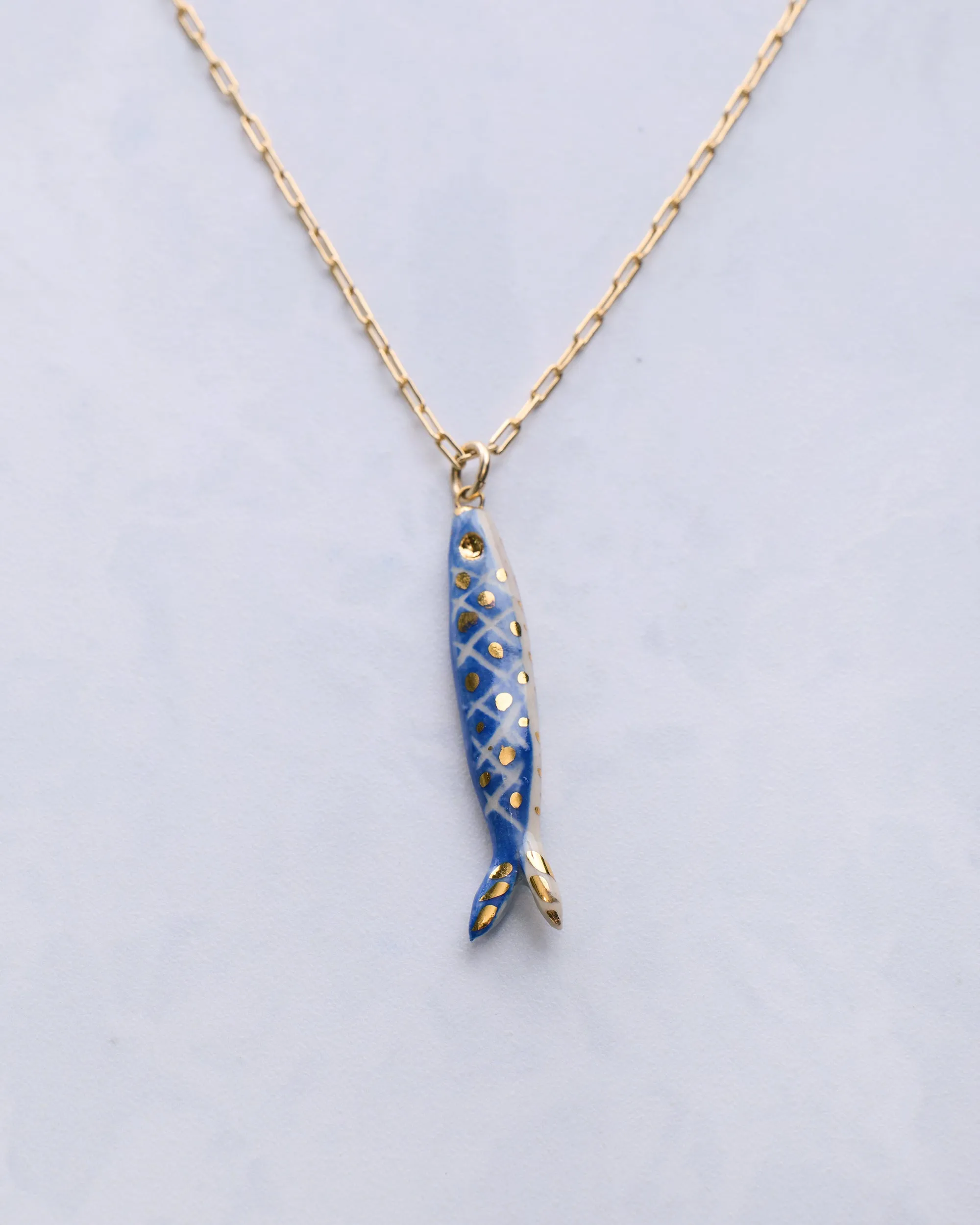 Blue - Fish "Catch" Necklace - Carola Spritzer sold by Printfresh