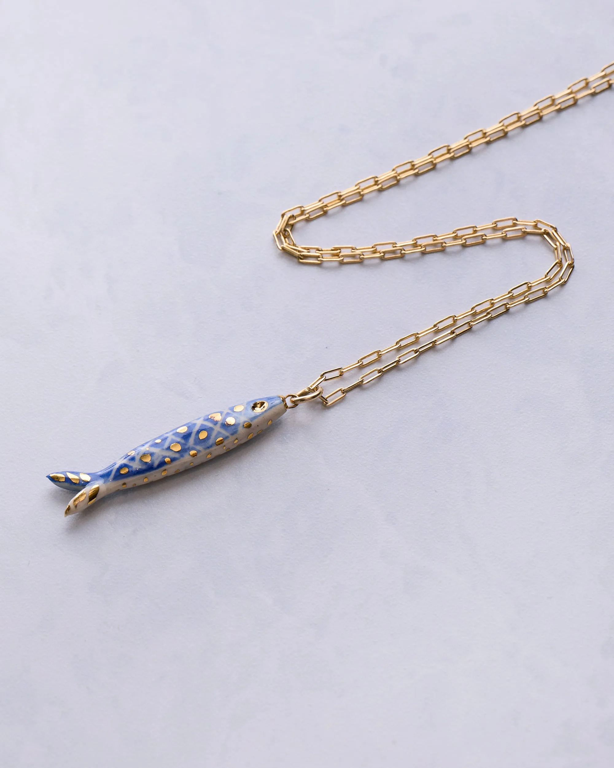 Blue - Fish "Catch" Necklace - Carola Spritzer sold by Printfresh product image thumbnail 2