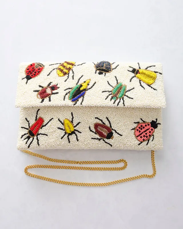 Ivory - Beetles Beaded Clutch - Tiana Designs sold by Printfresh
