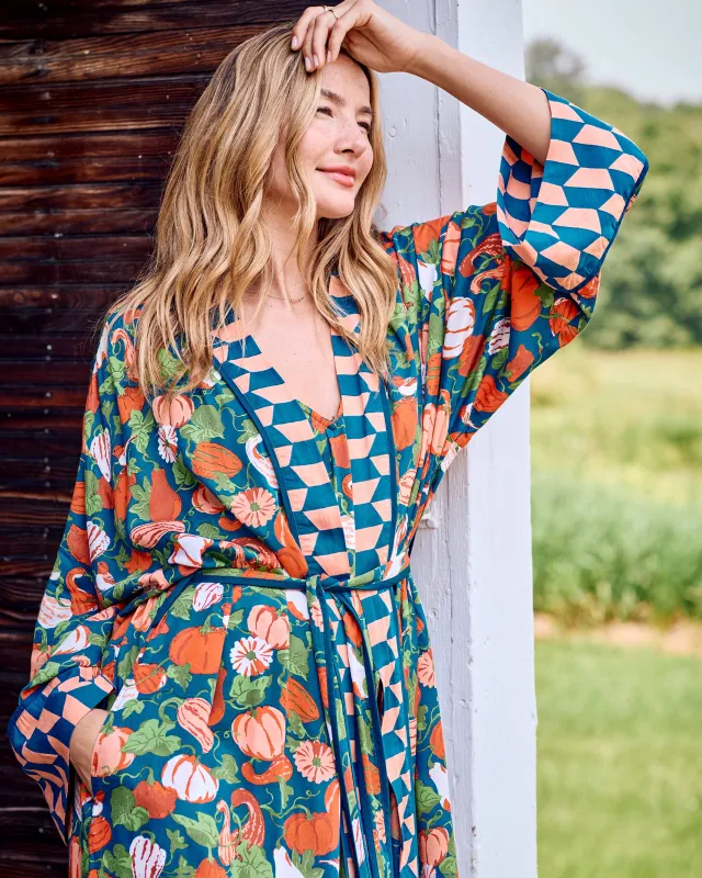 Pumpkin Patch - Eco Satin Robe - Midnight Harvest sold by Printfresh