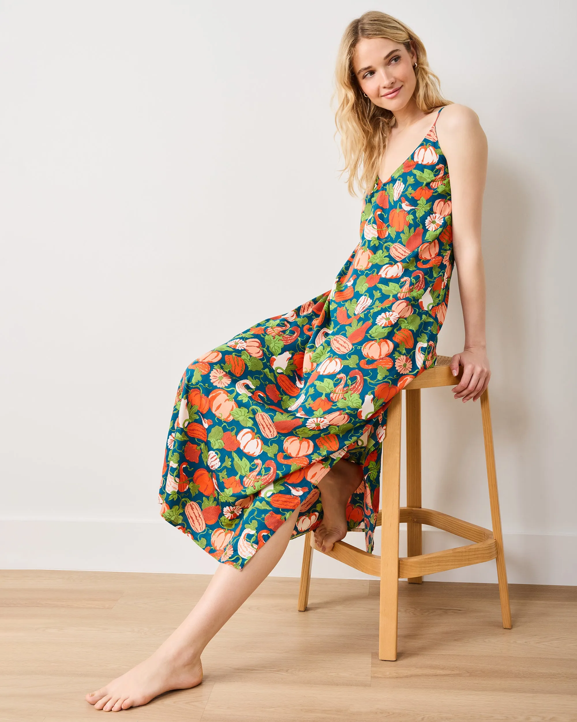 Pumpkin Patch - Eco Satin Chic to Sleep Nightie - Midnight Harvest sold by Printfresh product image thumbnail 3