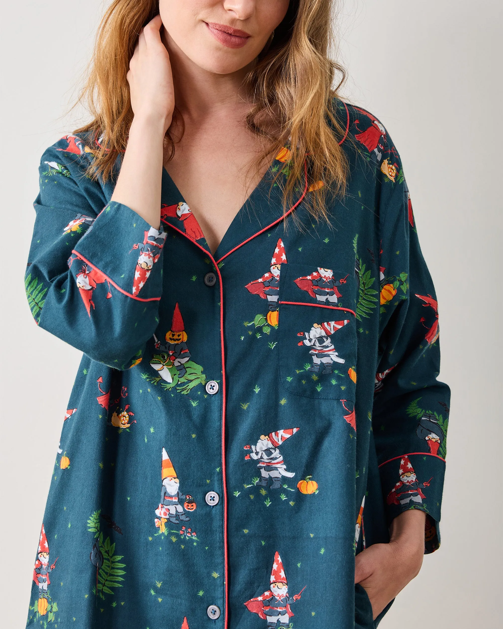 Mischief Night - Lightweight Flannel Sleep Shirt - Nightfall Blue sold by Printfresh product image thumbnail 2