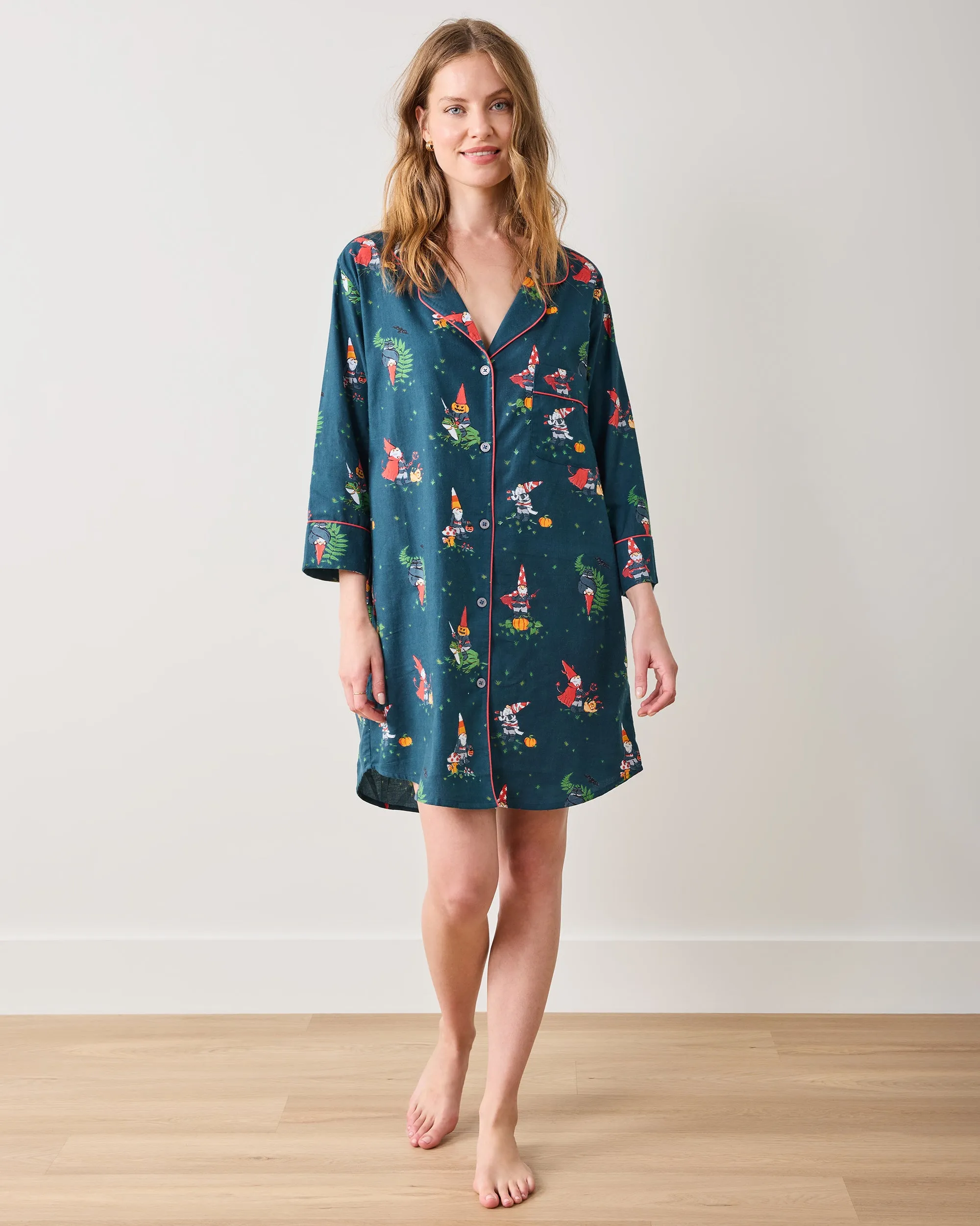 Mischief Night - Lightweight Flannel Sleep Shirt - Nightfall Blue sold by Printfresh product image thumbnail 3