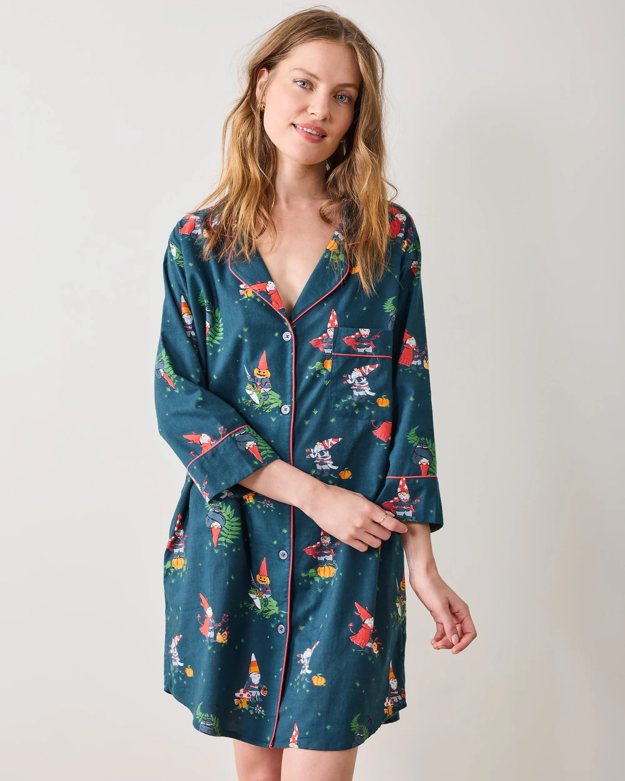 Mischief Night - Lightweight Flannel Sleep Shirt - Nightfall Blue sold by Printfresh