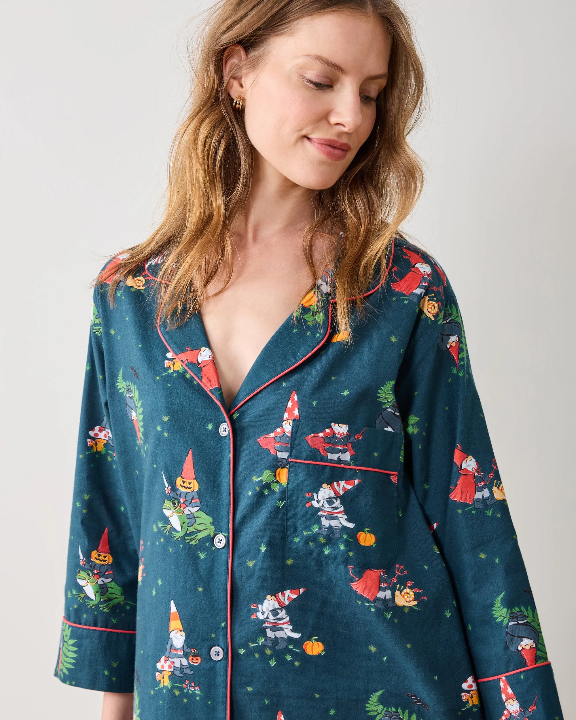 Mischief Night - Lightweight Flannel Sleep Shirt - Nightfall Blue sold by Printfresh product image thumbnail 5