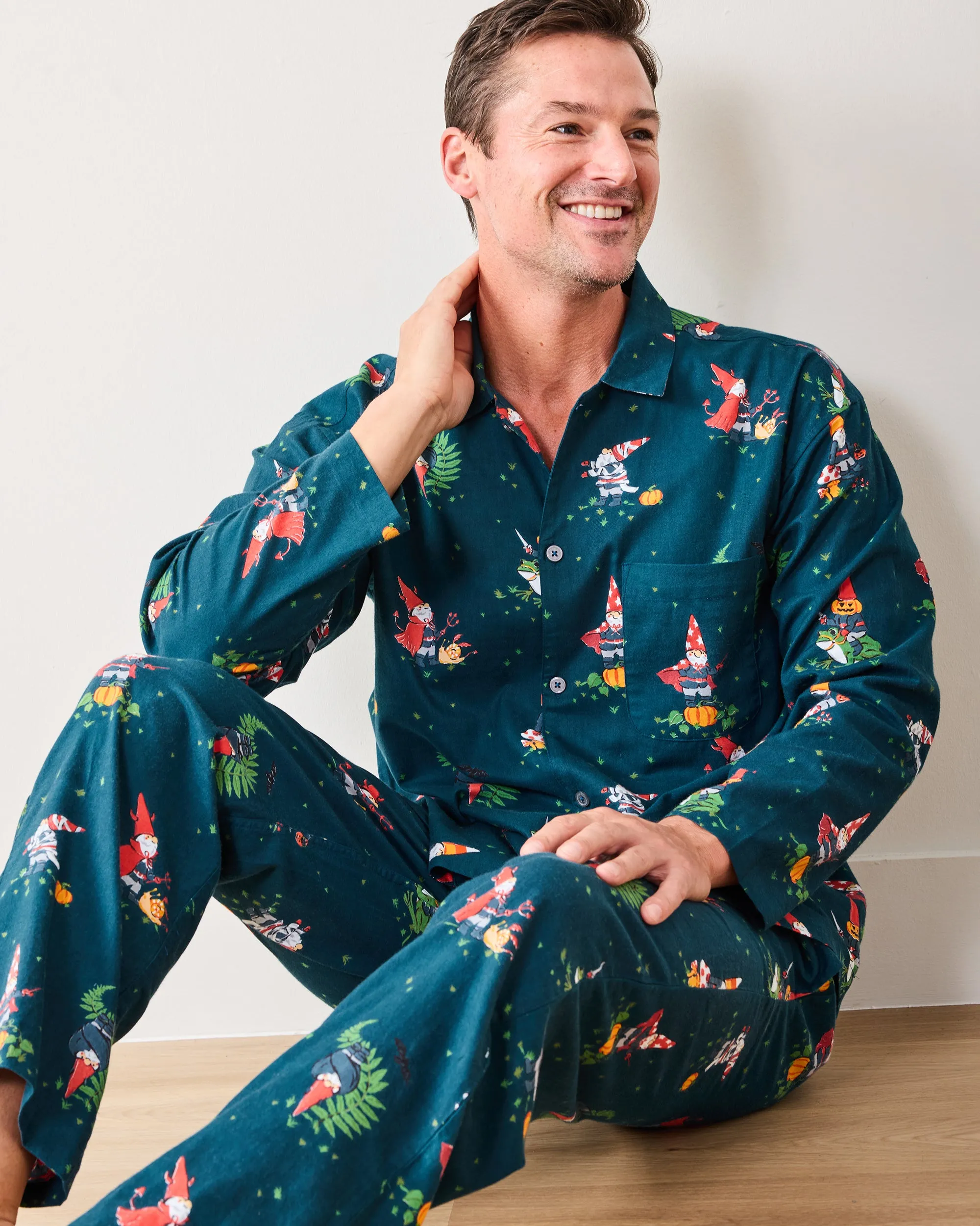 Mischief Night - Men's Lightweight Flannel Long PJ Set - Nightfall Blue sold by Printfresh