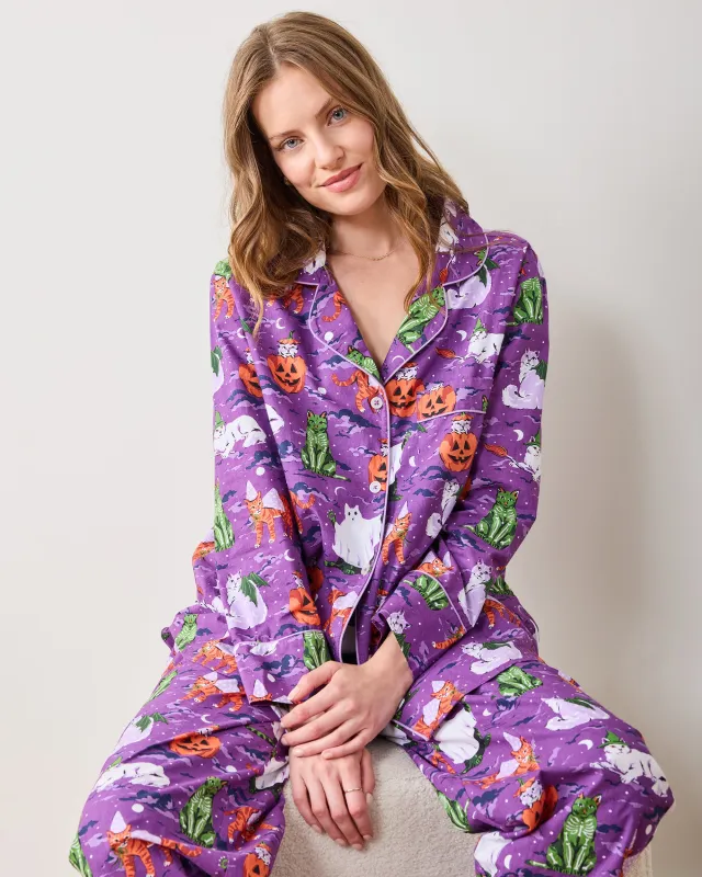 Halloween House Cats - Long PJ Set - Purple Tonic sold by Printfresh